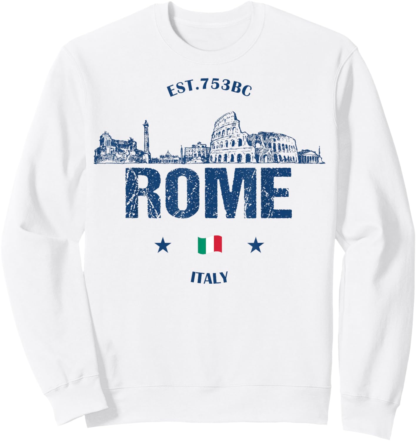 Rome Historical Landmarks Vintage Italy Flag Sweatshirt - Sweatshirt | White