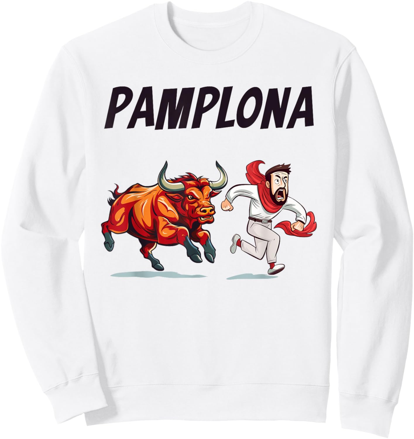 Pamplona Bull Running Sweatshirt - Sweatshirt | White