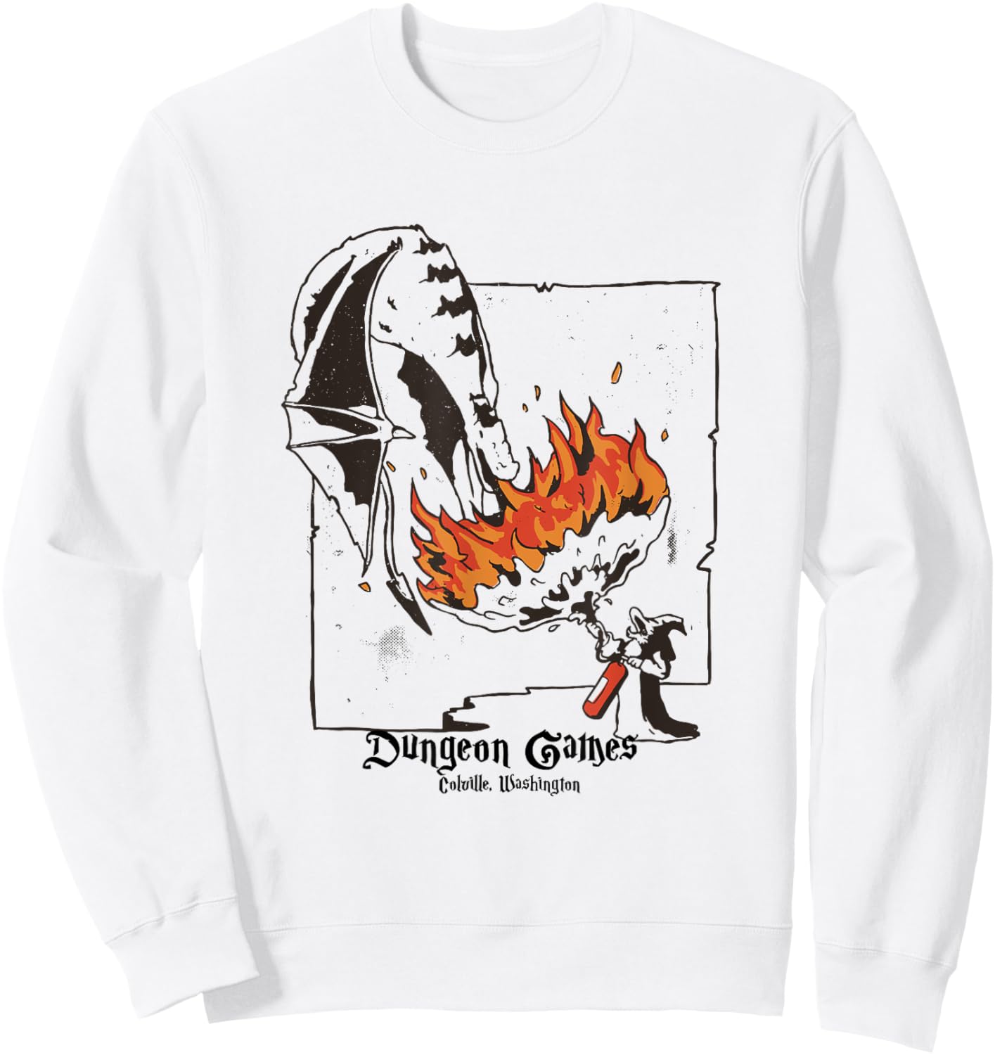 Funny Dragon and Wizard Fantasy Sweatshirt - Sweatshirt | White