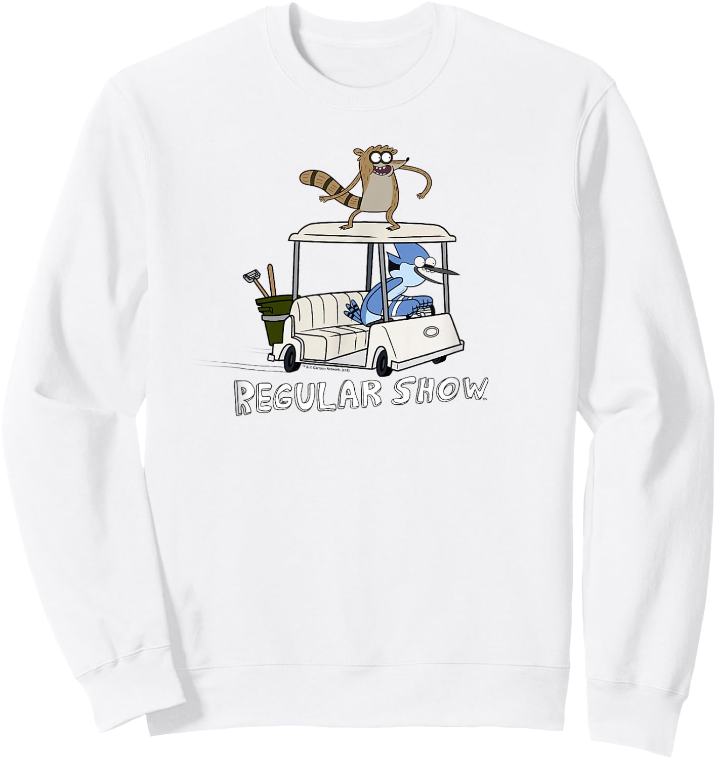 Regular Show Mordecai and Rigby Golf Cart Sweatshirt - Sweatshirt | White