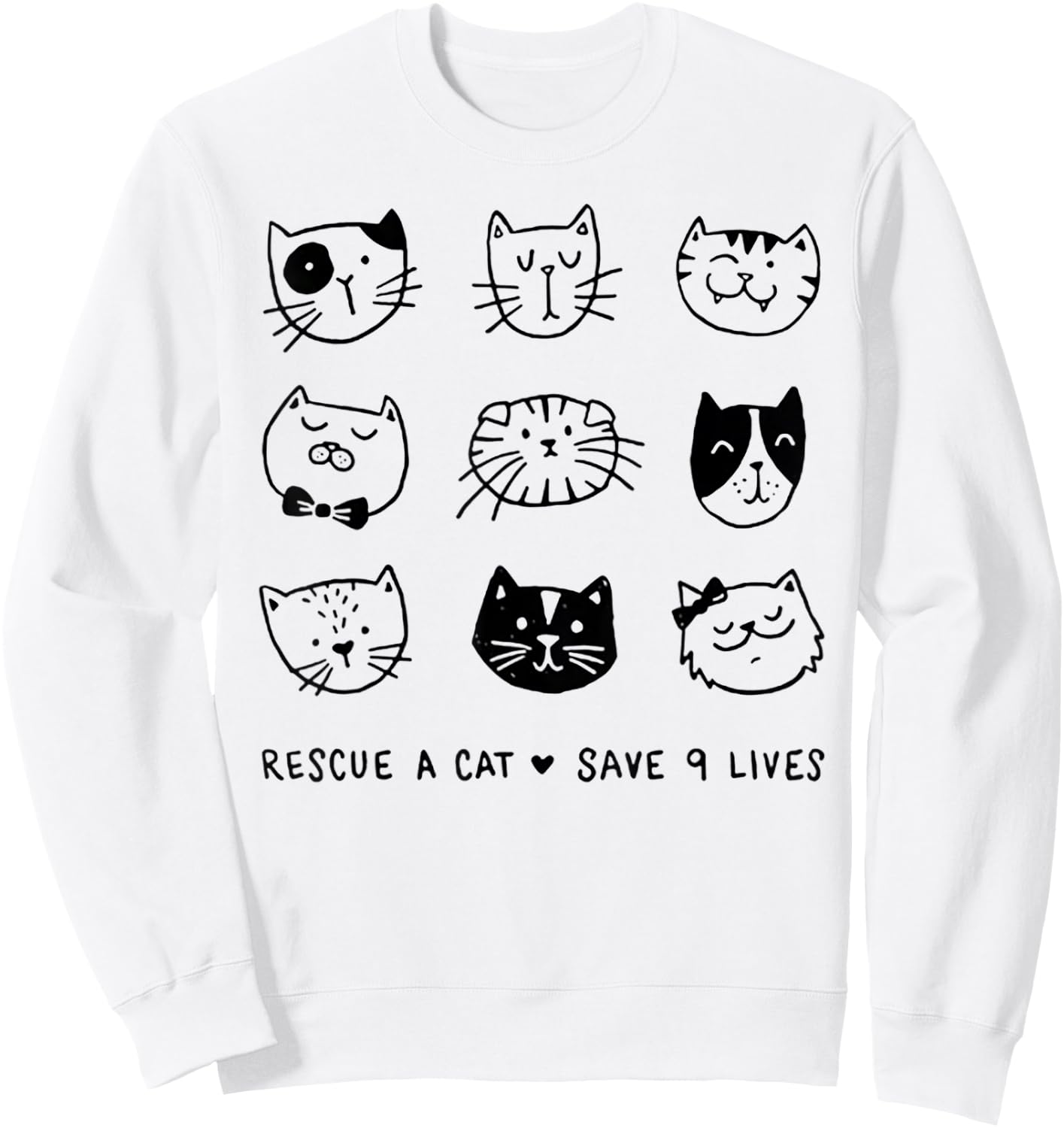 Rescue A Cat Save Nine Lives Funny Cat Lover Gift Women Sweatshirt - Sweatshirt | White