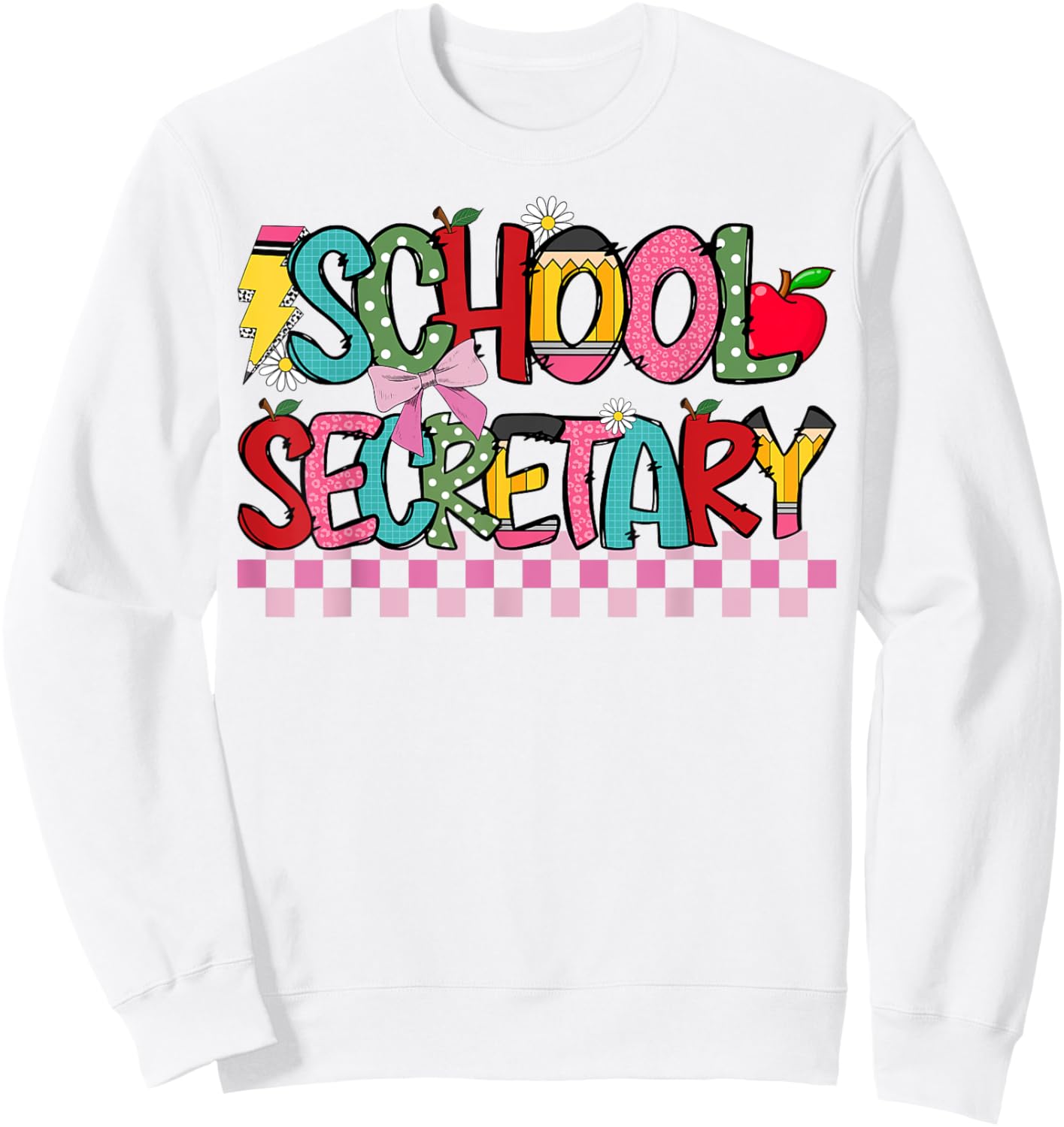 School Secretary Coquette Bow Pencil Cute School Secretary Sweatshirt - Sweatshirt | White