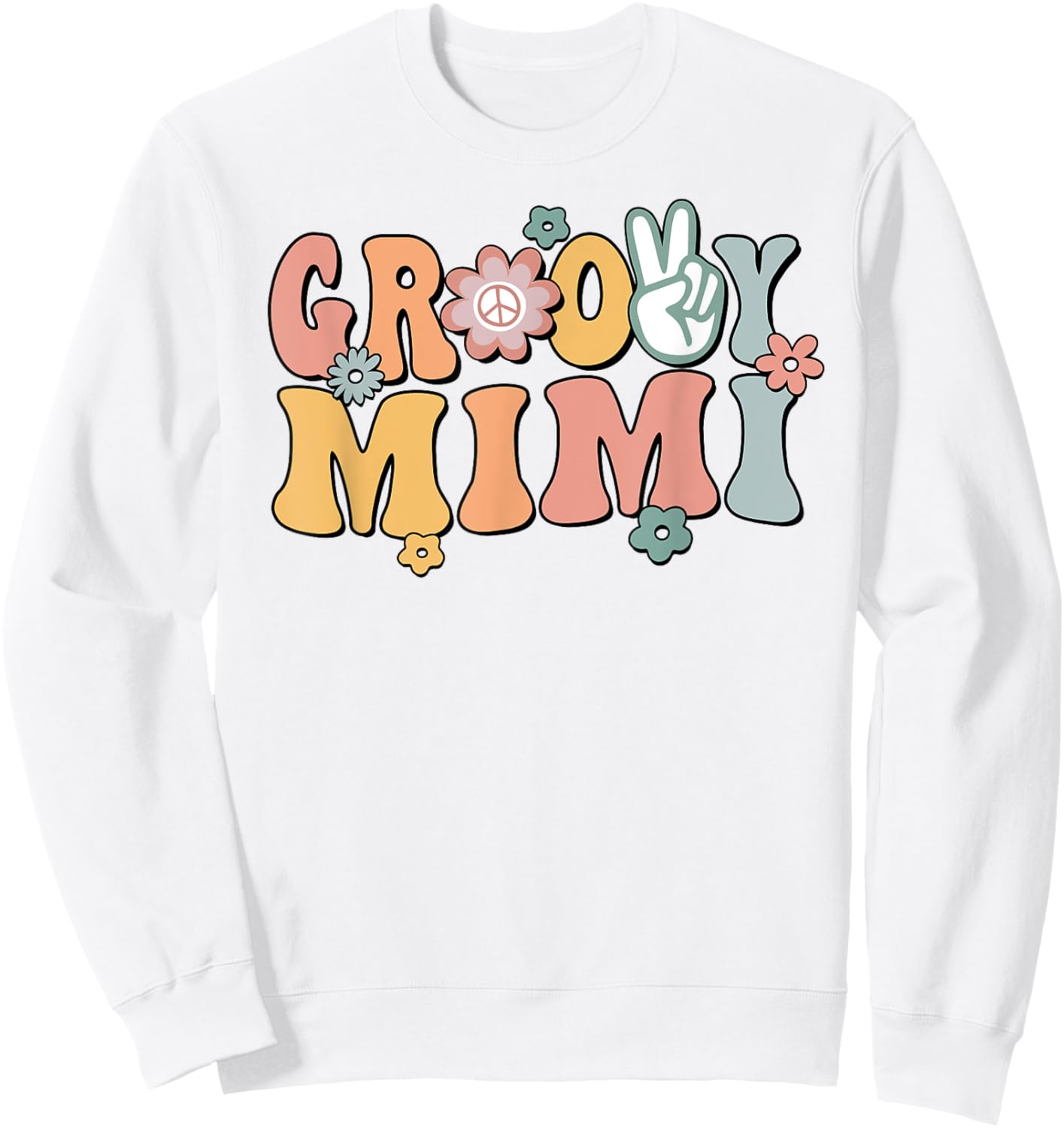 Groovy Mimi Retro Grandma Matching Family 1st Birthday Party Sweatshirt - Sweatshirt | White