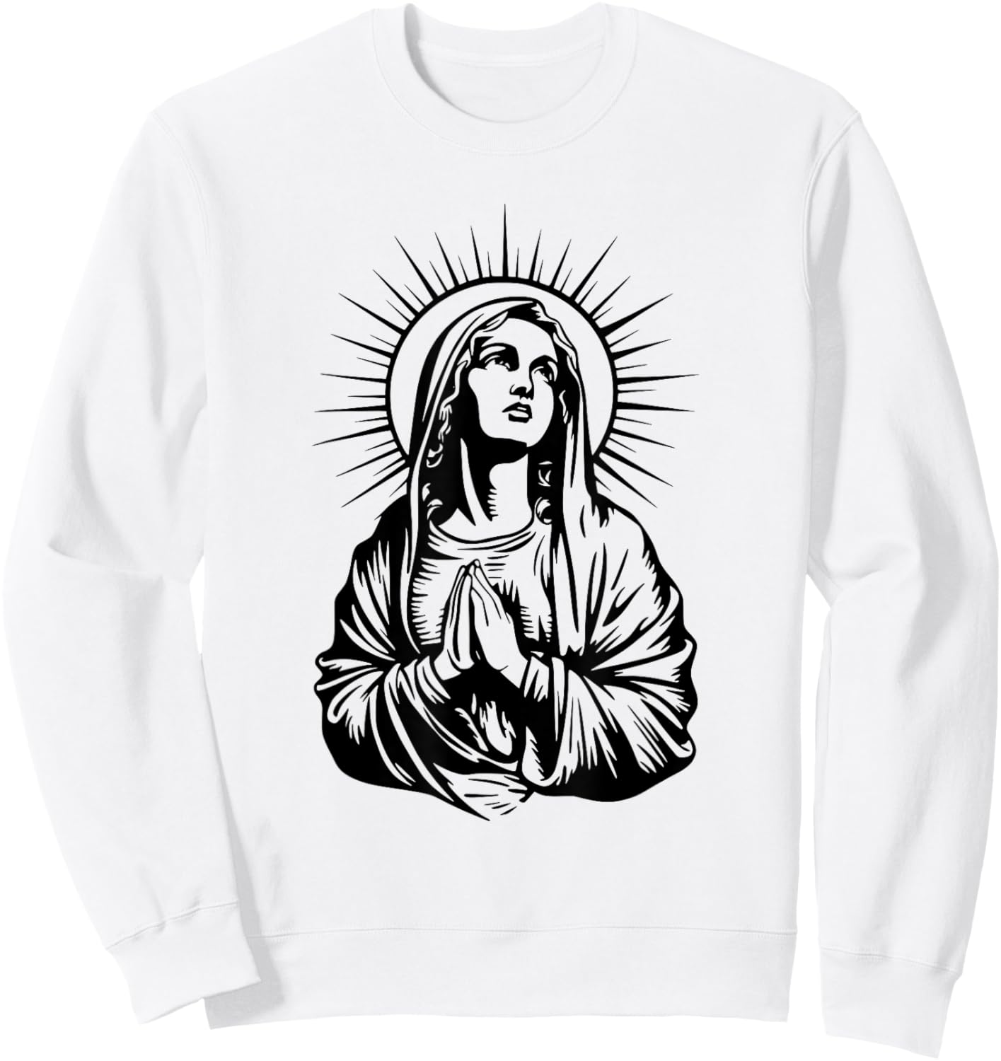 Tattoo Style Virgin Mary Sweatshirt - Sweatshirt | White