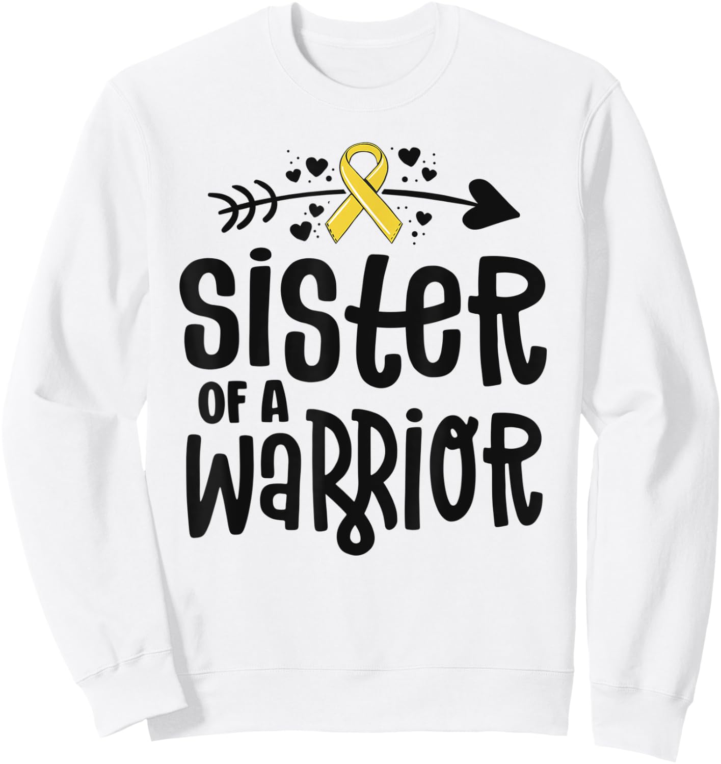 Sister Of A Warrior Gift Family Childhood Cancer Awareness Sweatshirt - Sweatshirt | White
