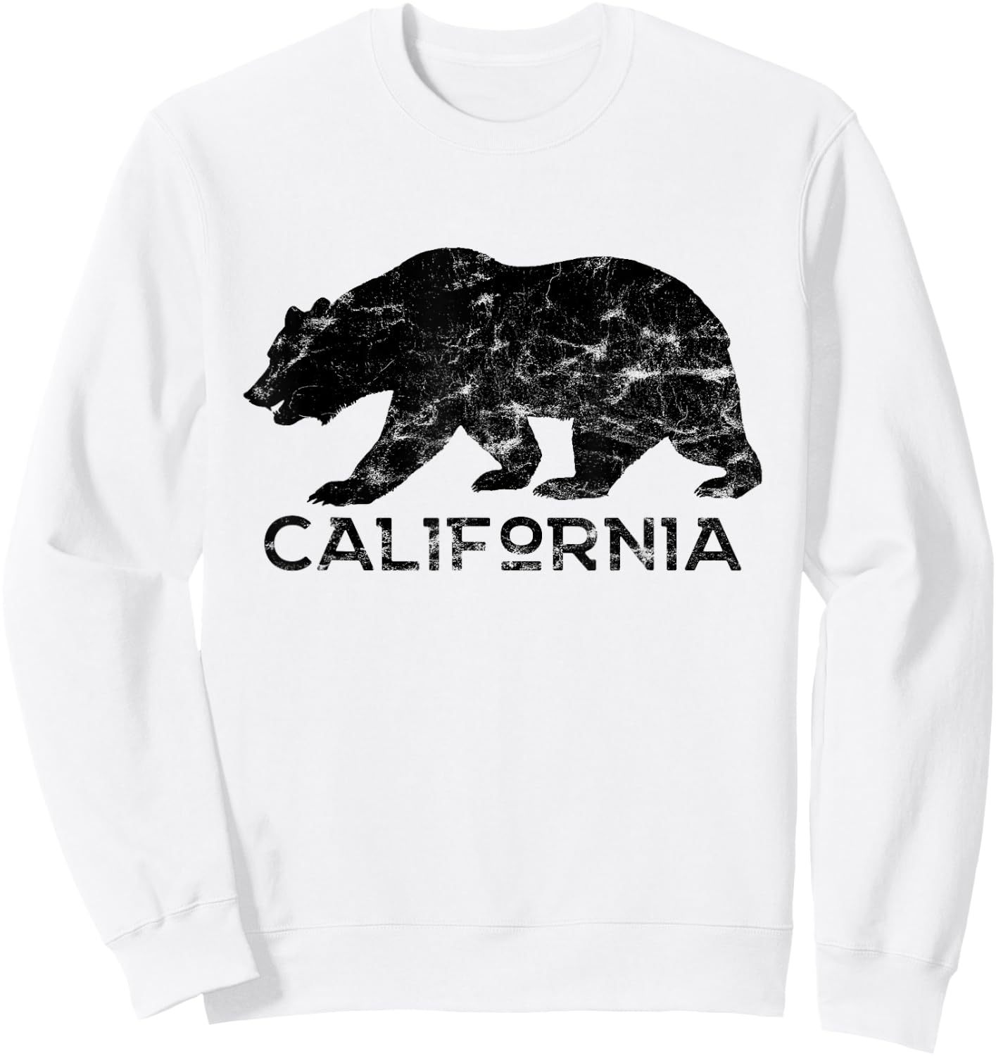 California Bear Retro Distressed Vintage Sweatshirt - Sweatshirt | White