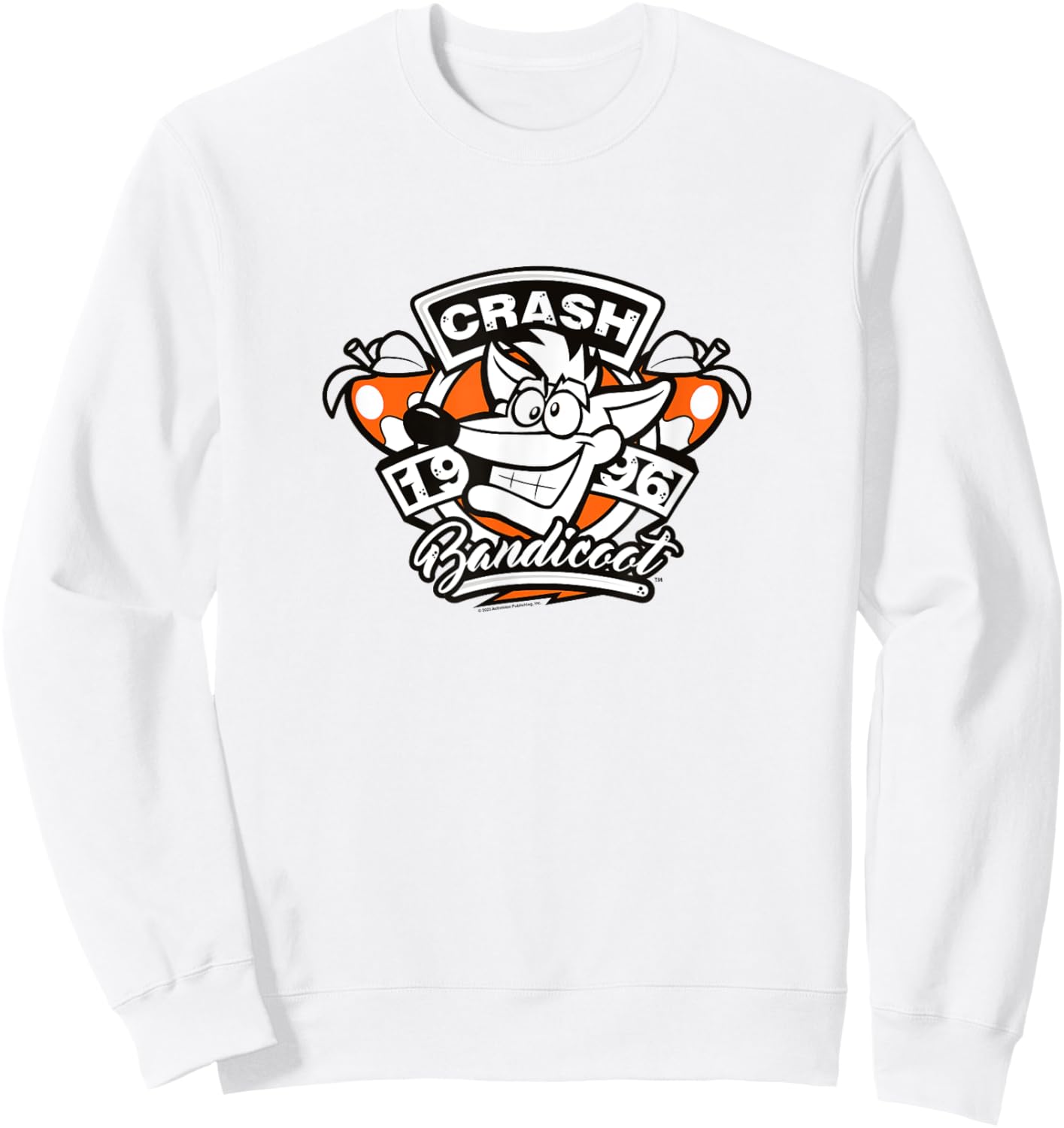 Crash Bandicoot Retro Vintage 1996 Crash Wumpa Fruit Badge Sweatshirt - Sweatshirt | White