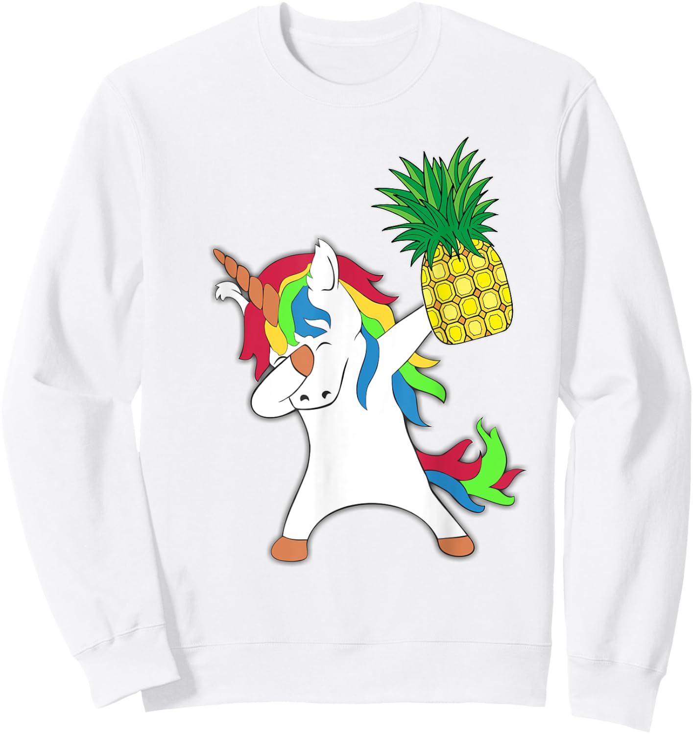 Dabbing Unicorn Horse Pineapple Aloha Beach Hawaiian Gift Women Kids Sweatshirt - Sweatshirt | White