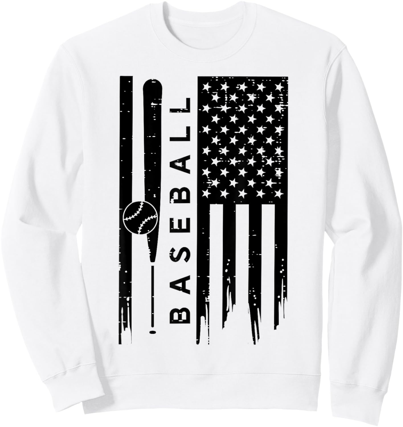 Baseball US American Flag Patriotic Sports Men Women Kids Sweatshirt - Sweatshirt | White