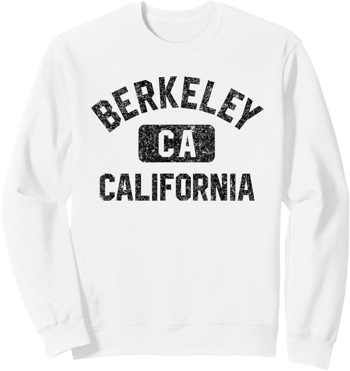 Berkeley California Gym Style Yellow w Distress Black Print Sweatshirt - Sweatshirt | White