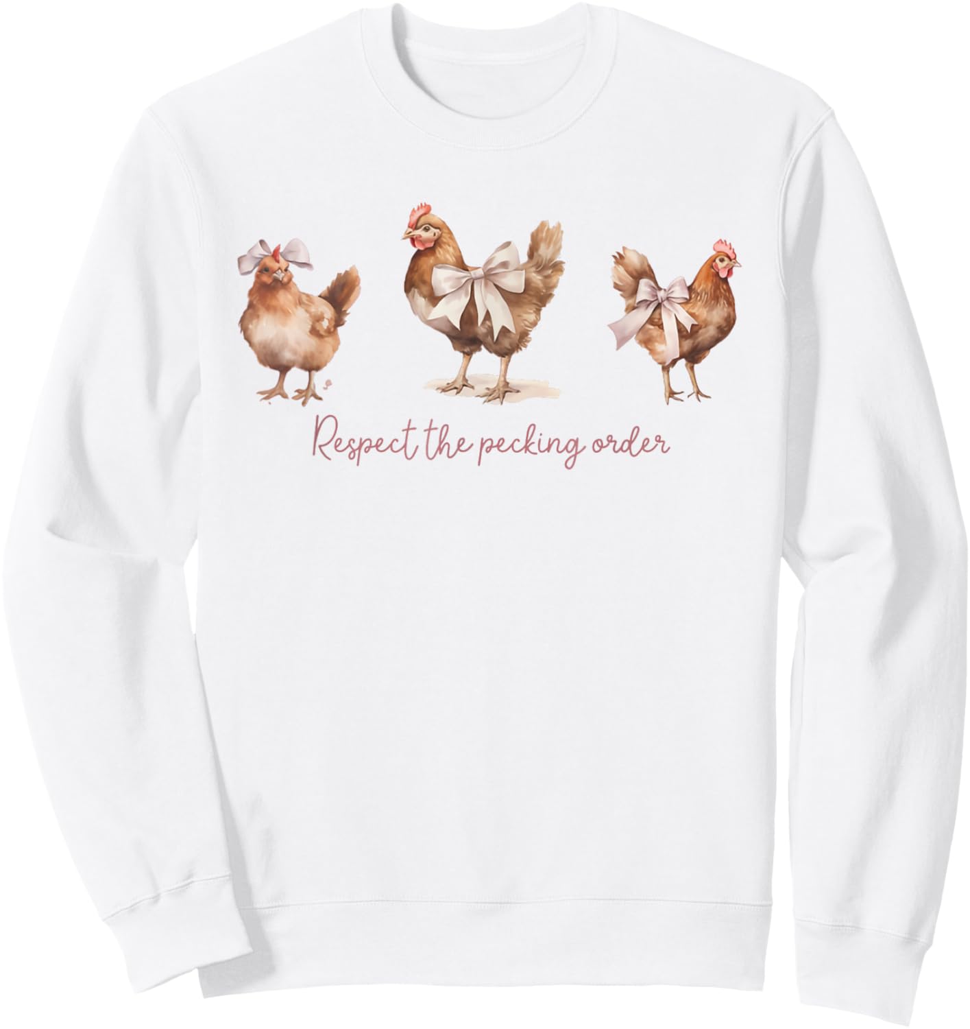 Retro Vintage Chickens and Pink Bows Coquette Clothing Women Sweatshirt - Sweatshirt | White