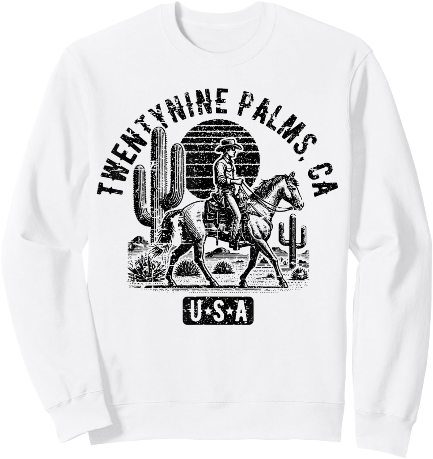 Twentynine Palms California USA Distressed Style Design Sweatshirt - Sweatshirt | White