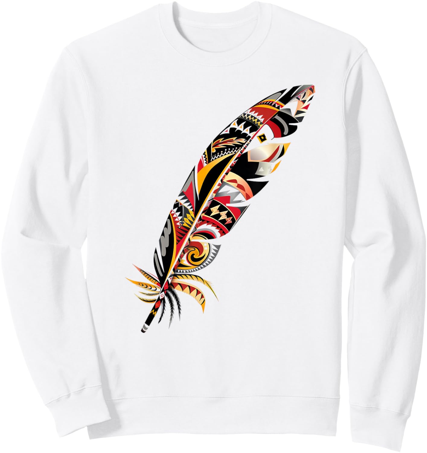 Feather Southwest Native American Indian Tribal Art Graphic Sweatshirt - Sweatshirt | White