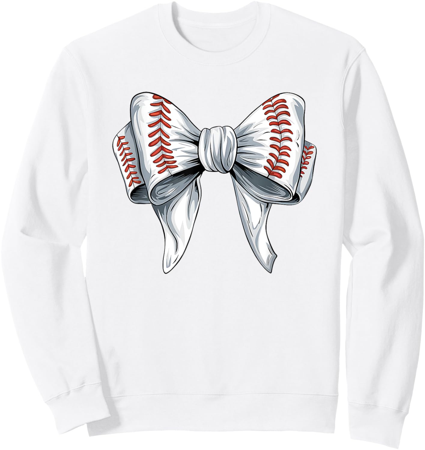 Baseball Coquette Bow Woman Girls Baseball Mom Fun Sweatshirt - Sweatshirt | White