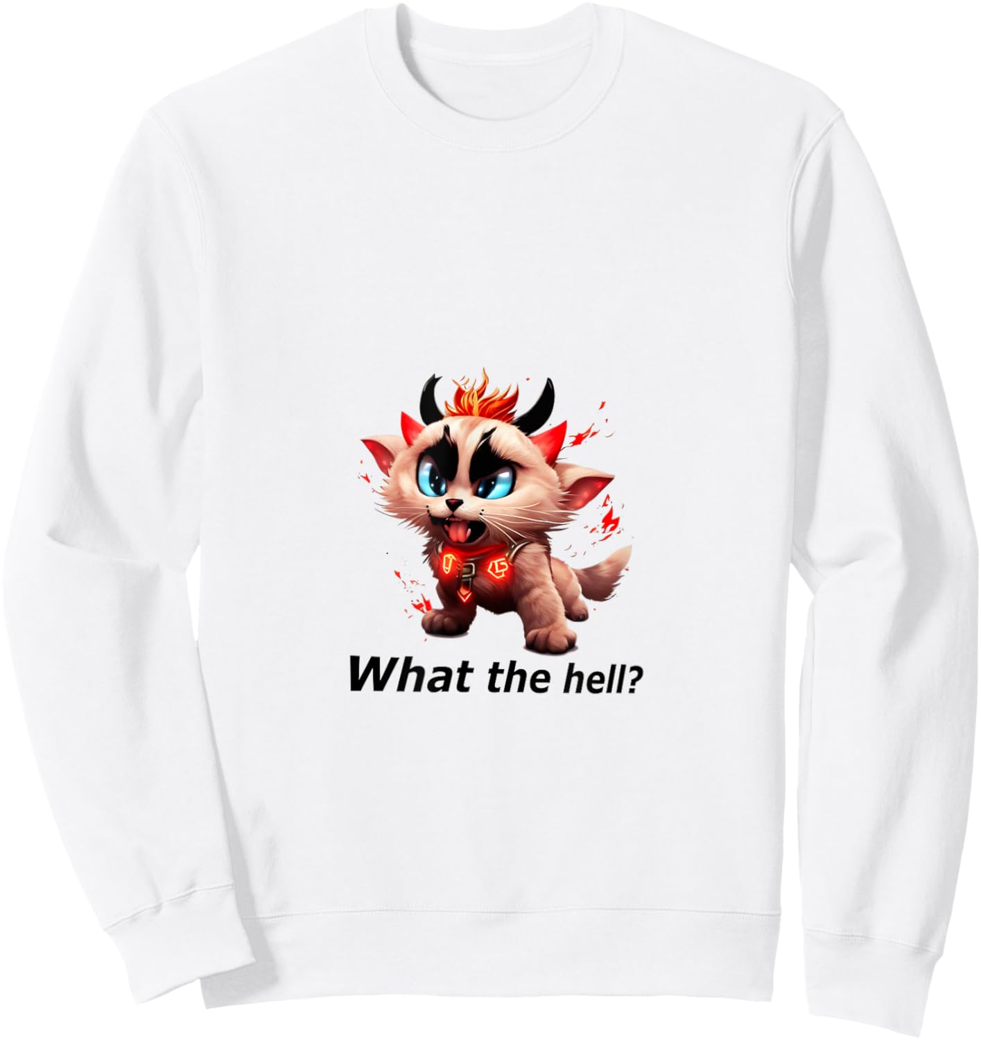 What the hell? Hell Cat - Devil Cat Sweatshirt - Sweatshirt | White