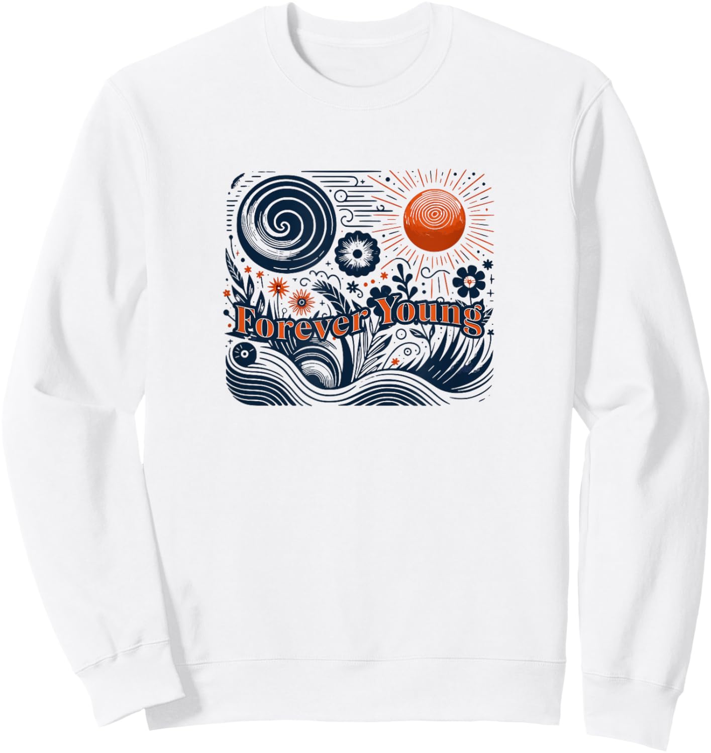 Forever Young Vintage Graphic Sweatshirt - Sweatshirt | White