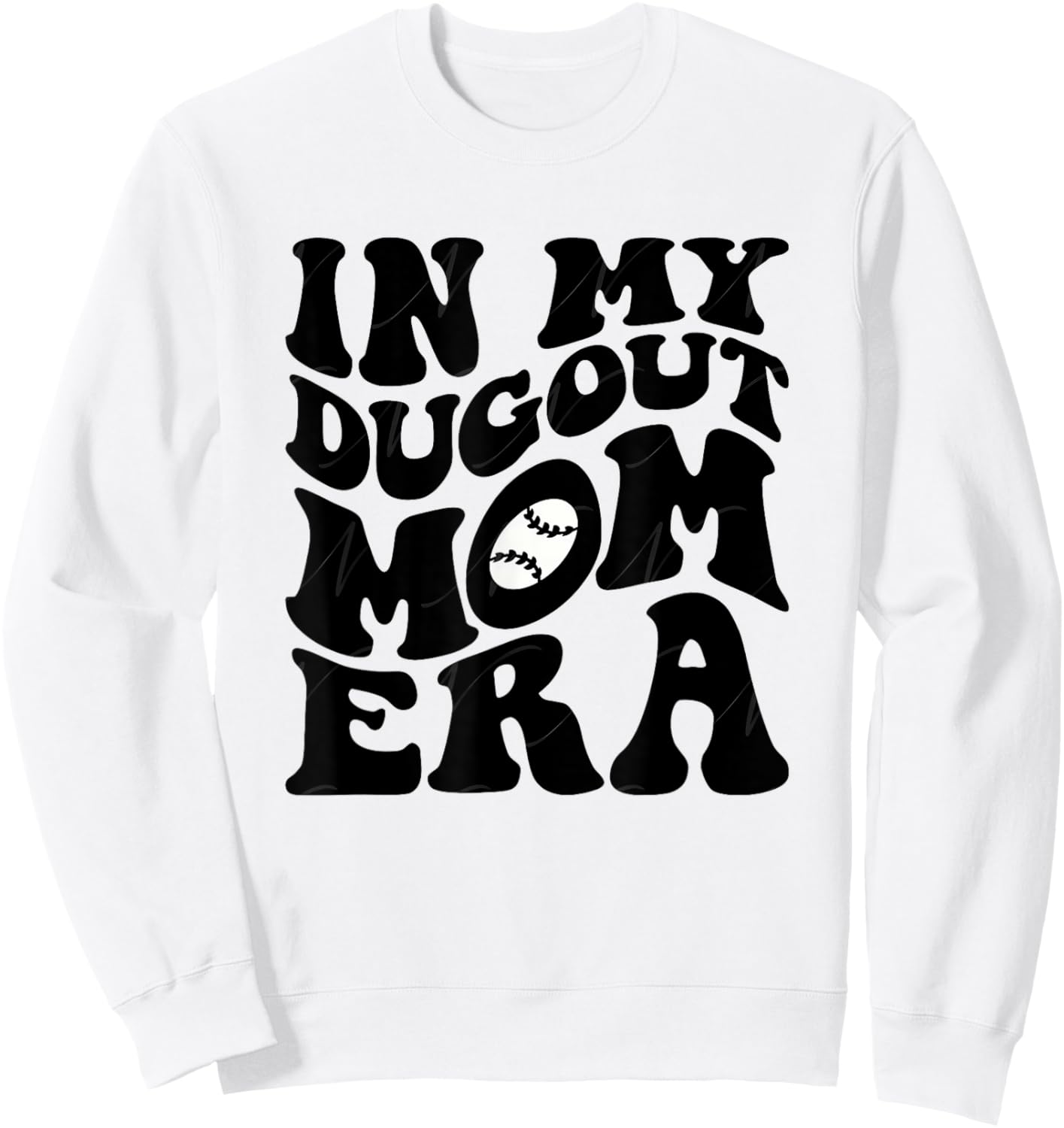 Groovy In My Dugout Mom Era Funny Baseball Mother's Day Sweatshirt - Sweatshirt | White