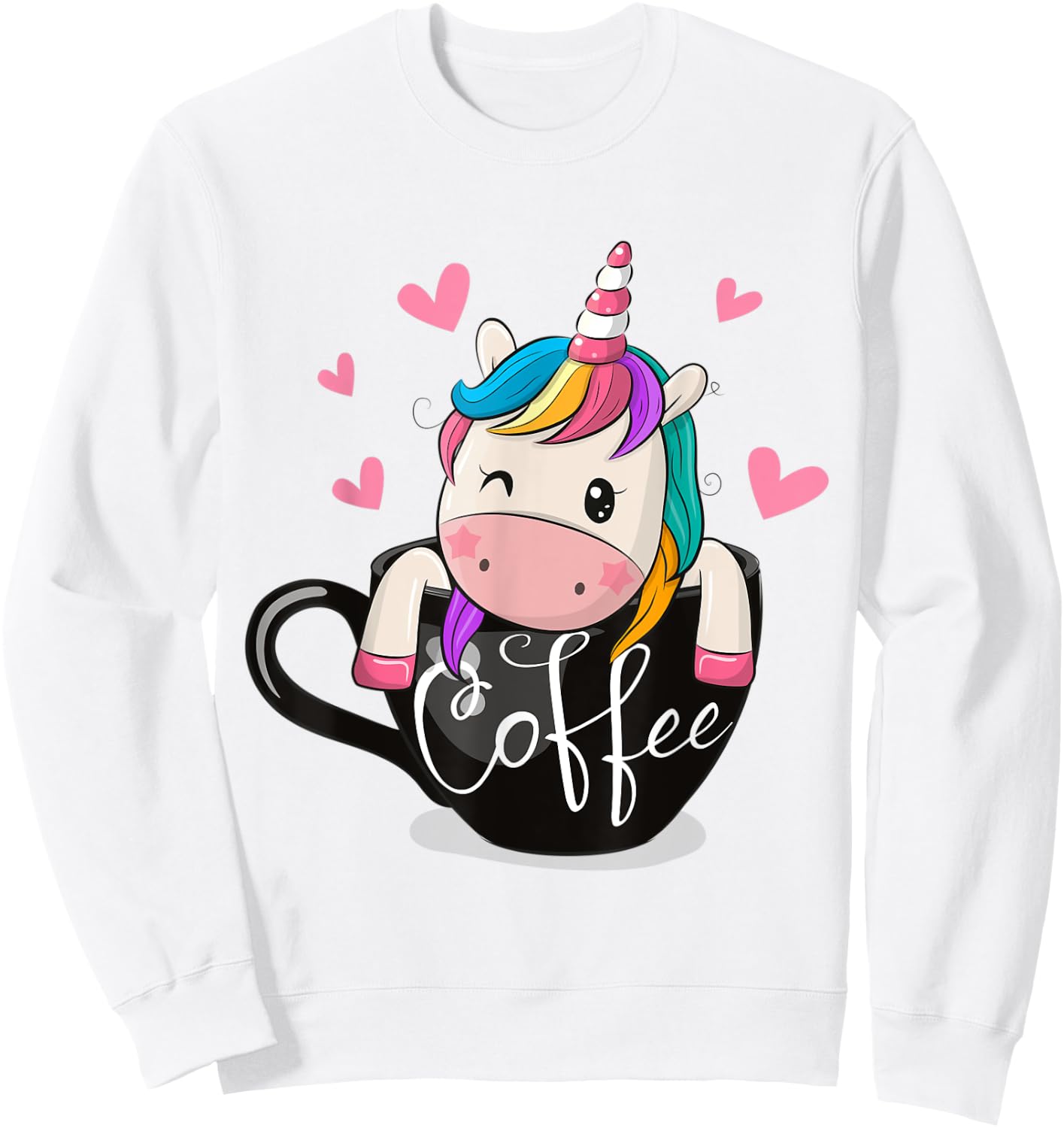 Coffee Drinker Gift Cute Unicorn Lover Coffee Humor Sweatshirt - Sweatshirt | White