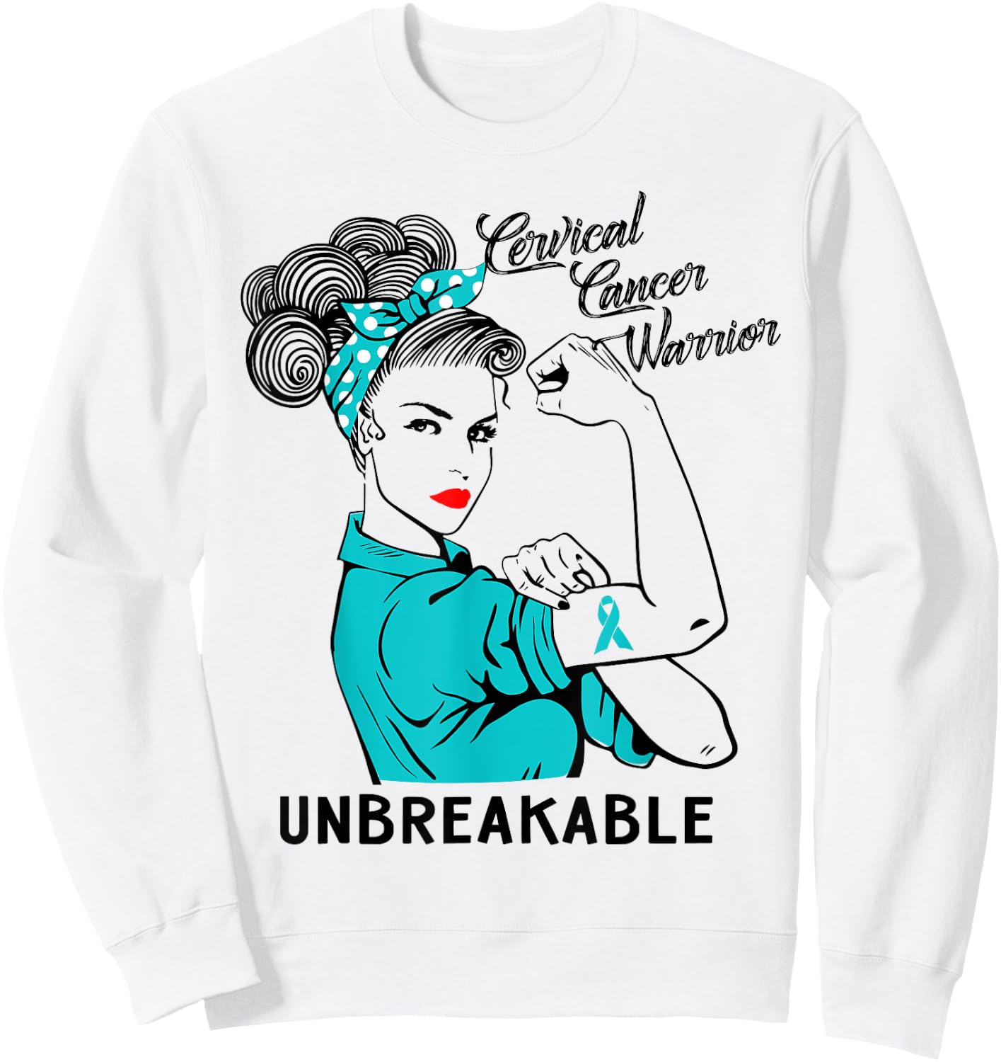 Cervical Cancer Warrior Unbreakable Awareness Gift Sweatshirt - Sweatshirt | White