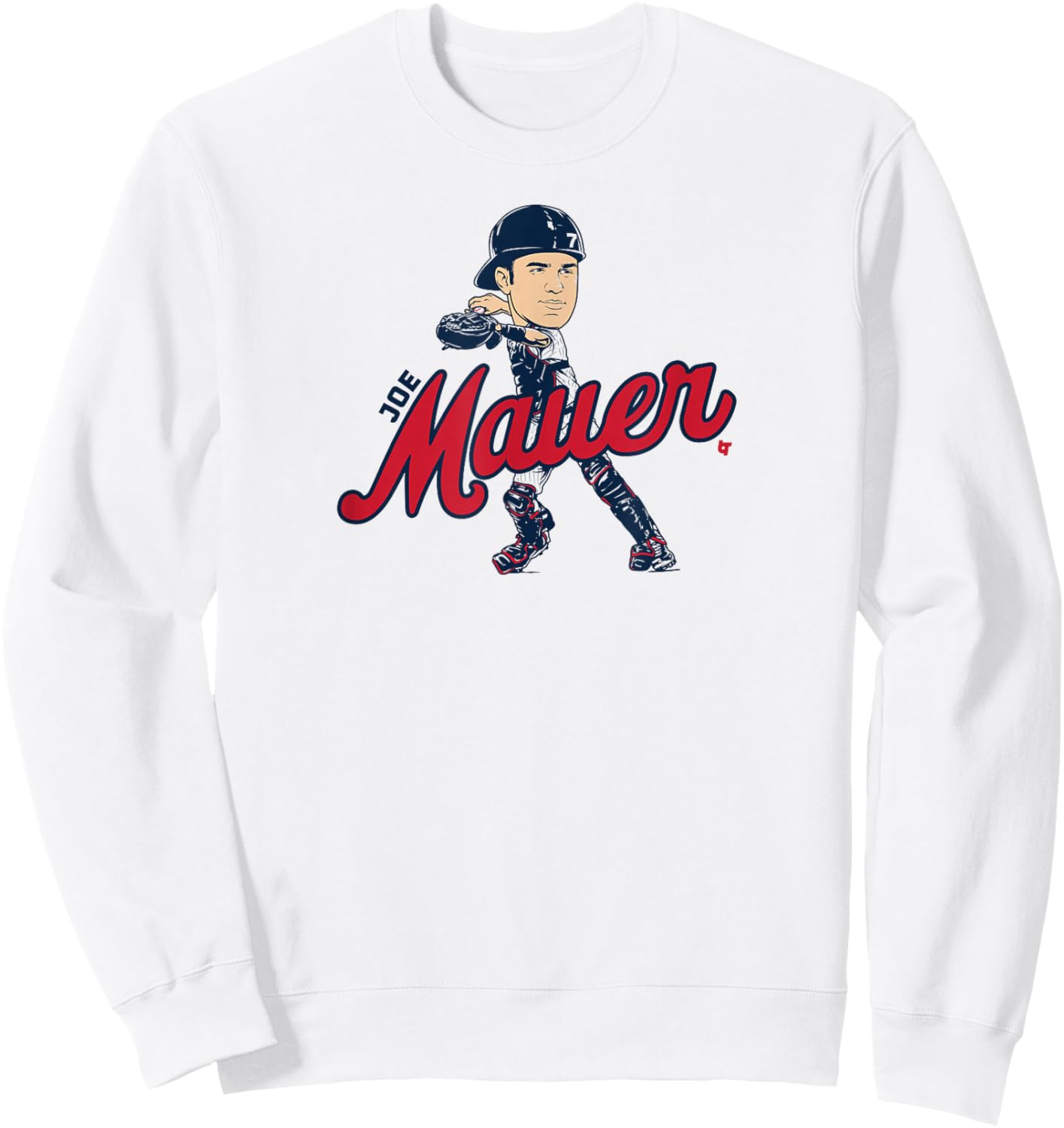 Joe Mauer - Caricature - Minnesota Baseball Sweatshirt - Sweatshirt | White