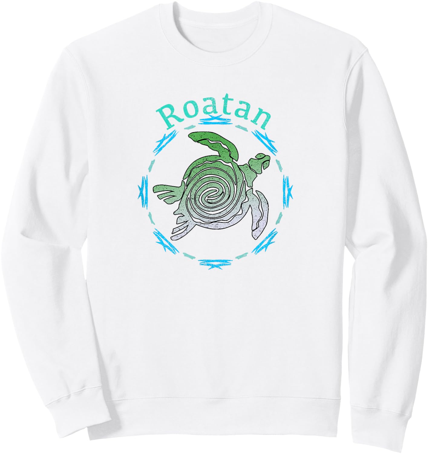 Roatan Vintage Tribal Turtle Gift Sweatshirt - Sweatshirt | White