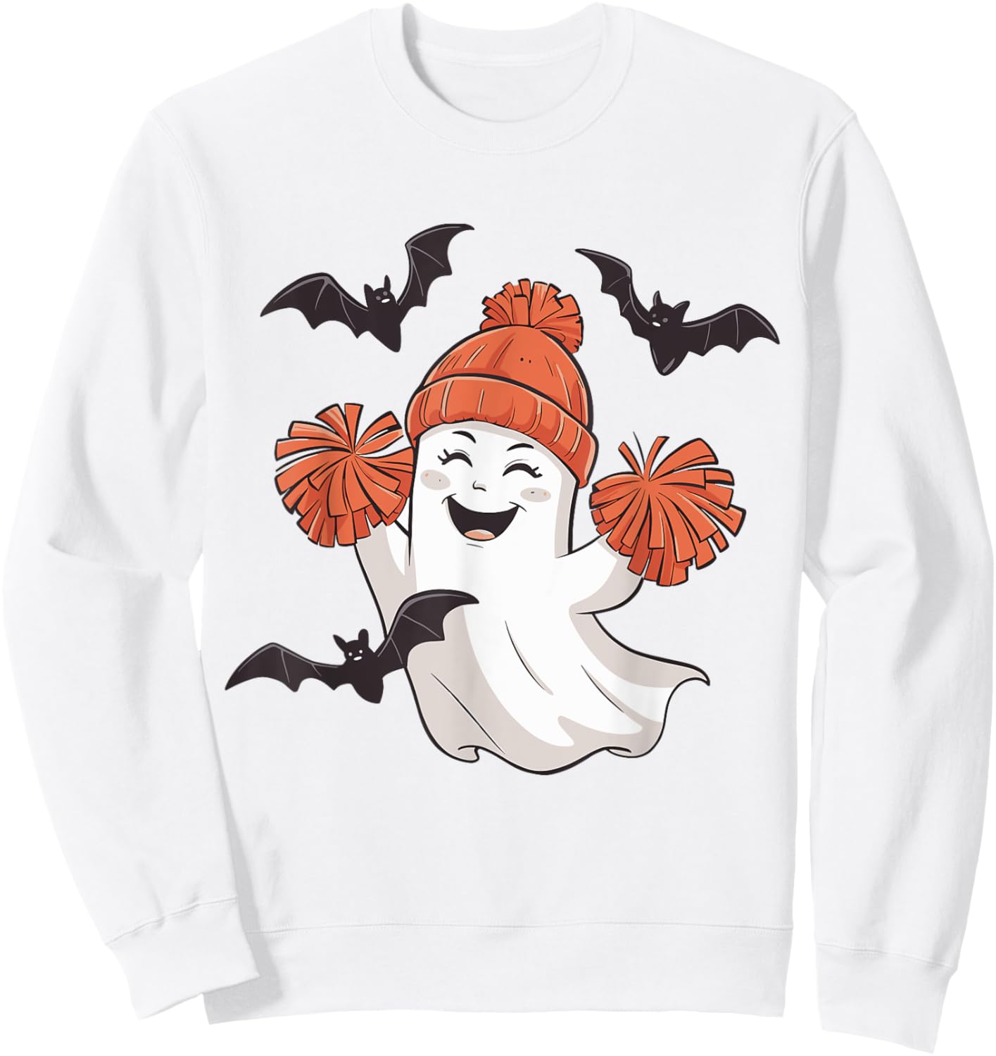 Funny Cheer Ghost Cheerleading Spooky Cheerleader Halloween Sweatshirt - Sweatshirt | White