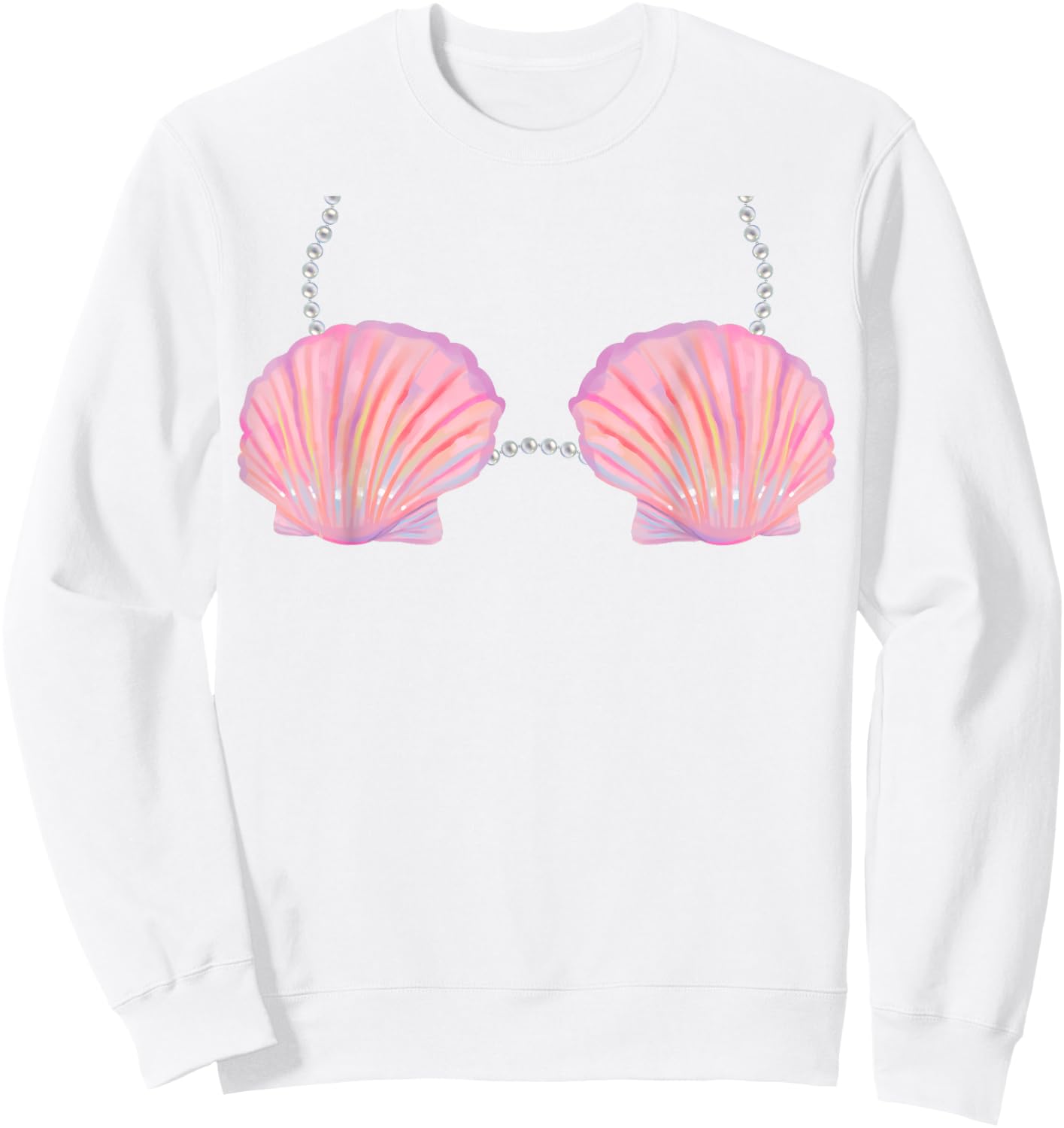 Mermaid Bra Lazy Halloween Costume Sweatshirt - Sweatshirt | White
