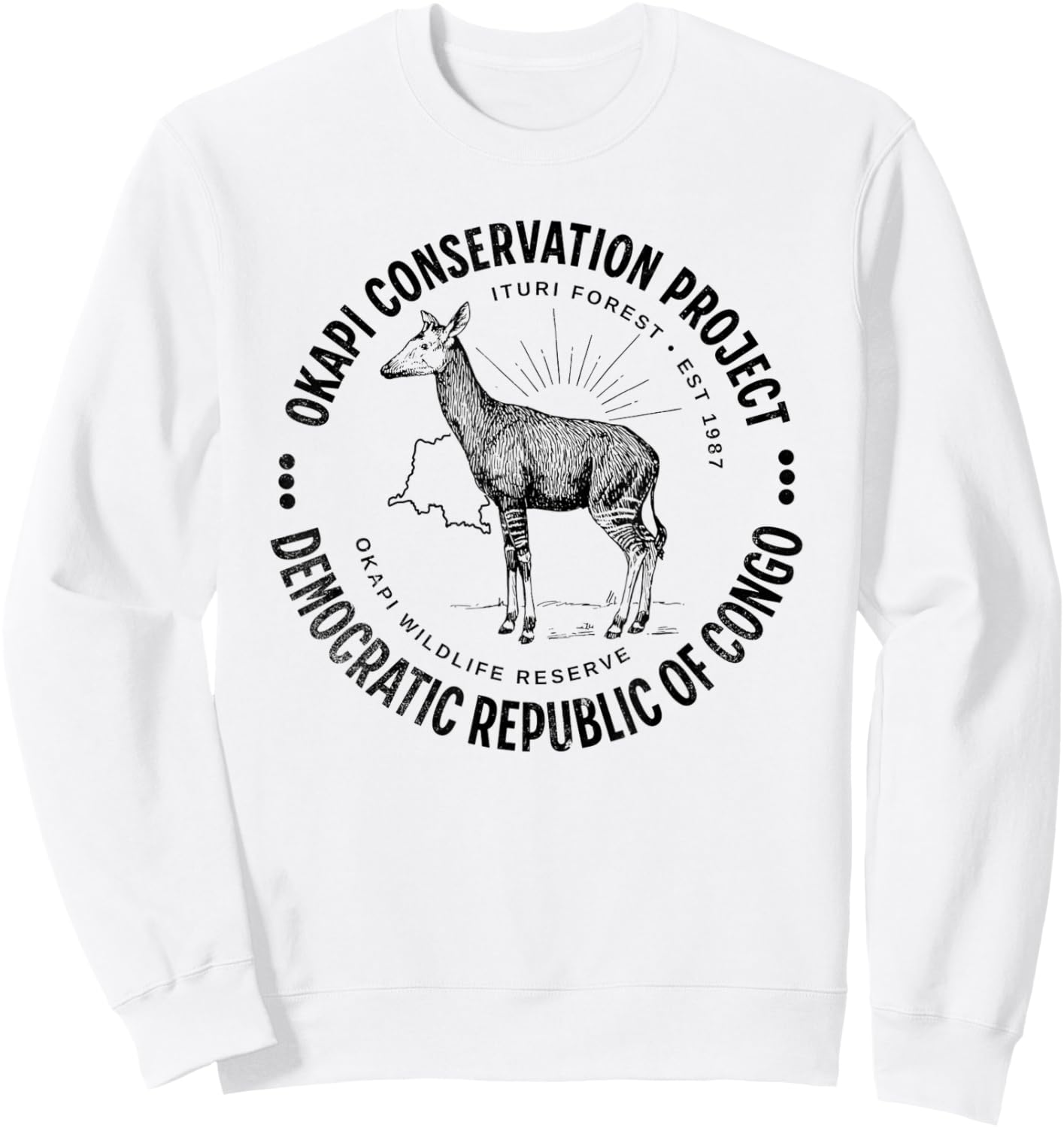 Okapi Conservation African Congo Wildlife Preservation Okapi Sweatshirt - Sweatshirt | White