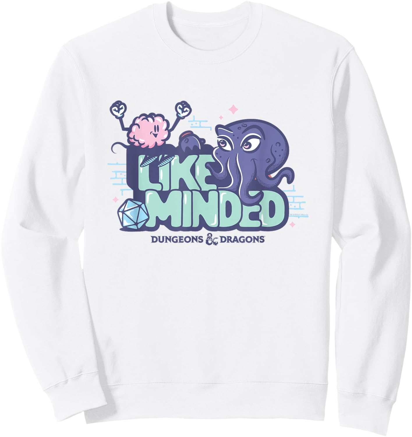 Dungeons & Dragons Like Minded Cute Brain & Mind Flayer Sweatshirt - Sweatshirt | White