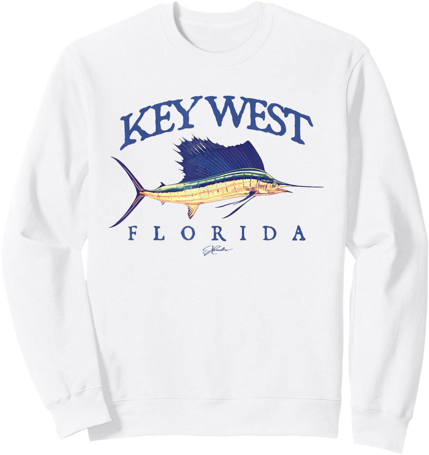 JCombs: Key West, FL, Vintage Sailfish Sweatshirt - Sweatshirt | White