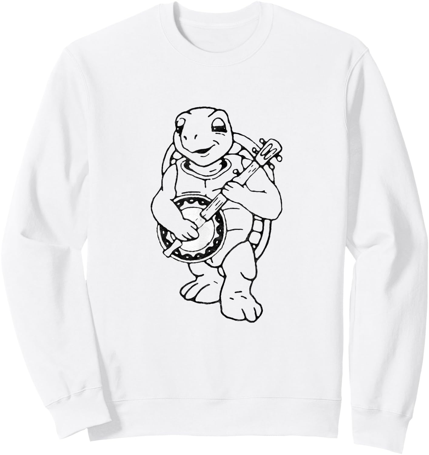 Giant Step Design Co. Banjo Turtle Vintage Funny Terrapin Bluegrass Graphic Sweatshirt - Sweatshirt | White