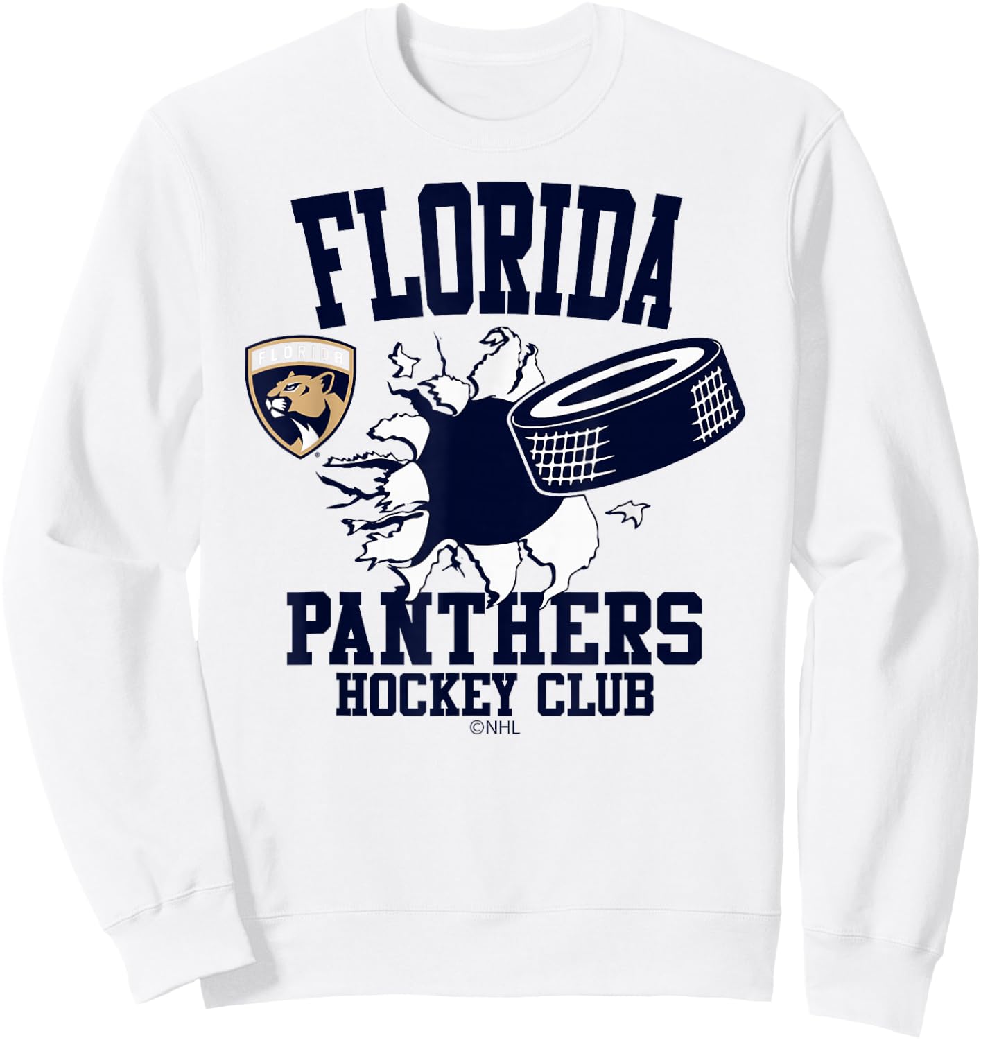 Florida Panthers Hockey Puck Burst Red Officially Licensed Sweatshirt - Sweatshirt | White