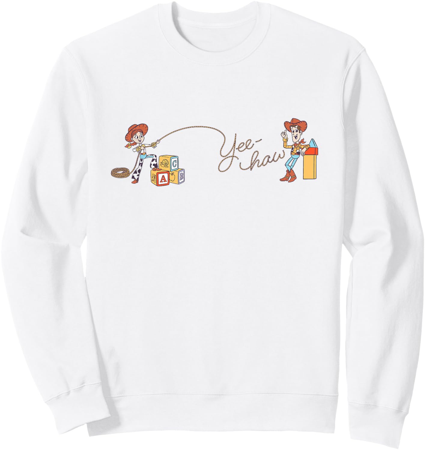Disney Pixar Toy Story Jessie Woody Cawboys Yee Haw Logo Sweatshirt - Sweatshirt | White