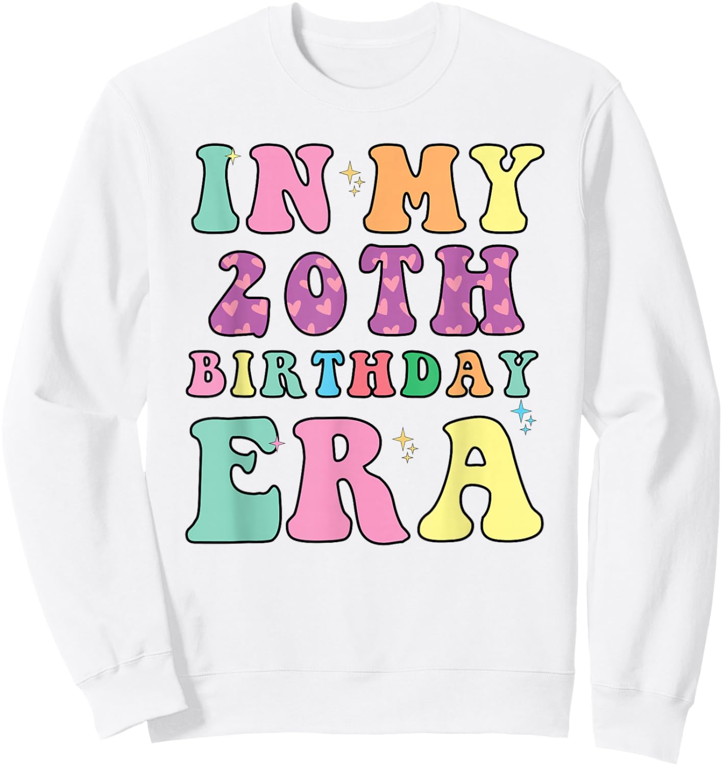 In My 20th Birthday Era Groovy Retro 20 Years Old Birthday Sweatshirt - Sweatshirt | White