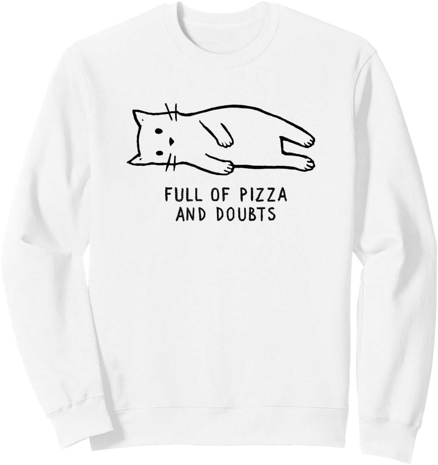 Threadless Fox Shiver Full Of Pizza And Doubts Graphic Sweatshirt - Sweatshirt | White