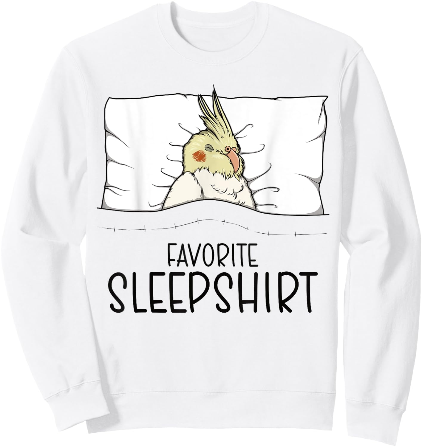 Favorite Sleepshirt Cockatiel, Napping Bird Pajama Sweatshirt - Sweatshirt | White