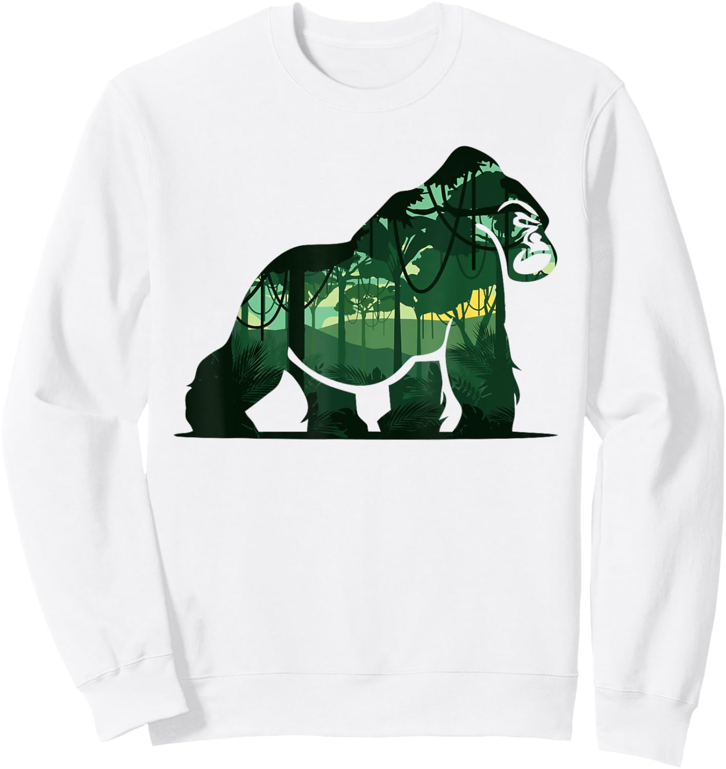 Forest nature wilderness minimalism gorilla Sweatshirt - Sweatshirt | White