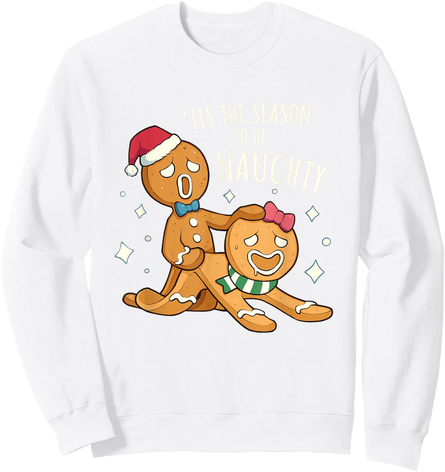 Funny Rude Xmas Shirt Bonking Gingerbread Naughty Christmas Sweatshirt - Sweatshirt | White