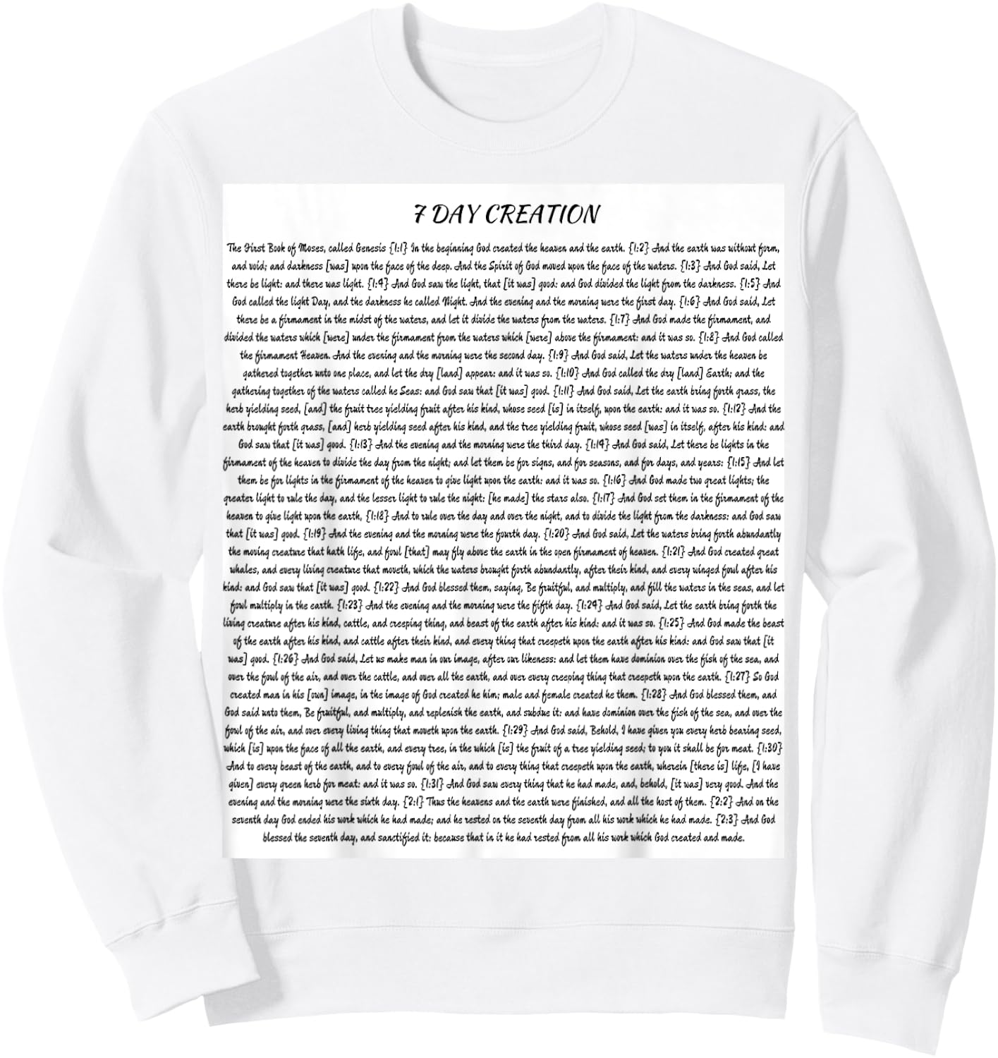 7 Day Creation Black Print Sweatshirt - Sweatshirt | White