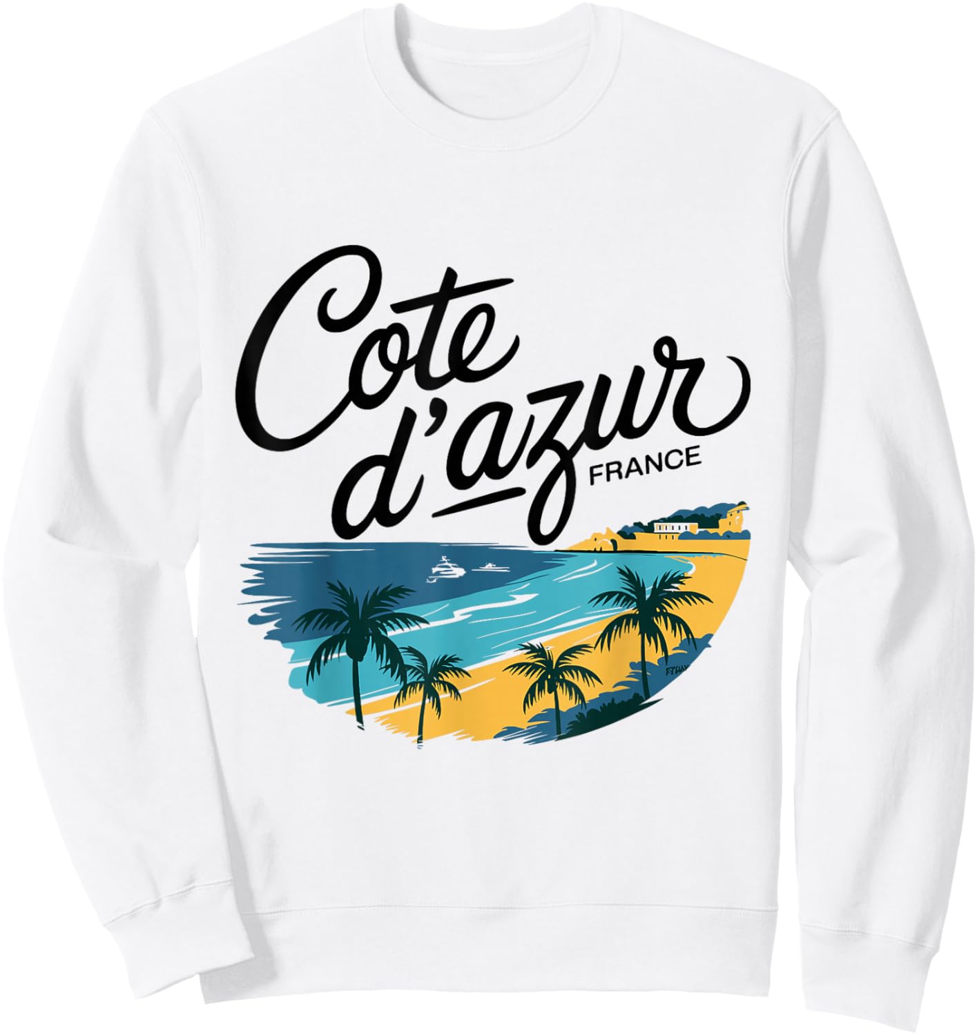 Cote d'Azur France Travel Holiday Souvenir Beach , white, S Sweatshirt - Sweatshirt | White