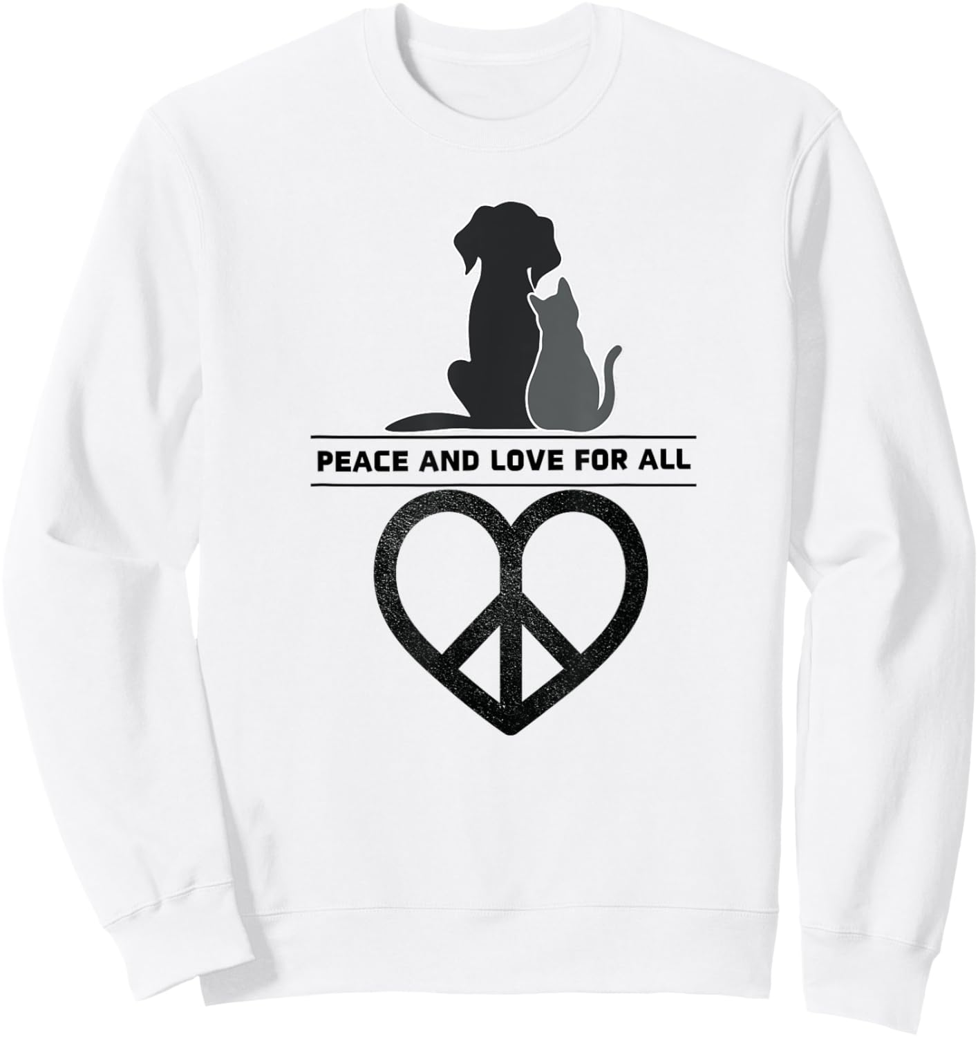 Peace and Love for All World Pet Dog Cat Love Peace Sign Men Women Girls Kids Sweatshirt - Sweatshirt | White