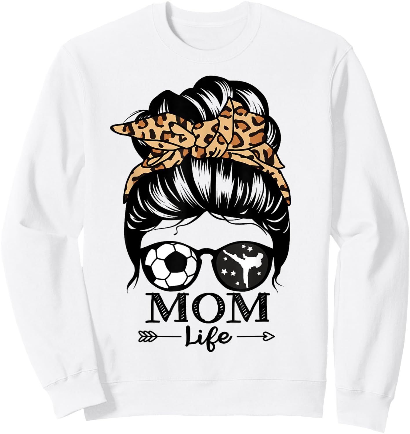 Mom Life Messy Bun Hair Funny Soccer Karate Mom Sweatshirt - Sweatshirt | White