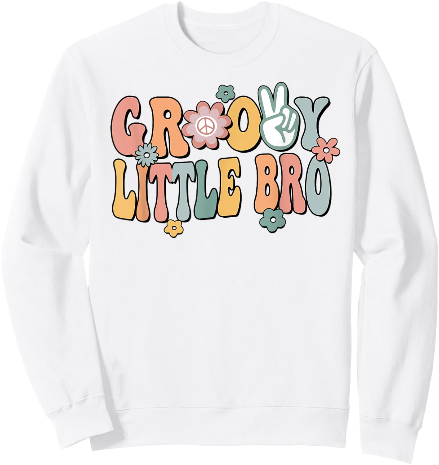 Groovy Little bro Retro Brother Matching Family 1st Birthday Sweatshirt - Sweatshirt | White