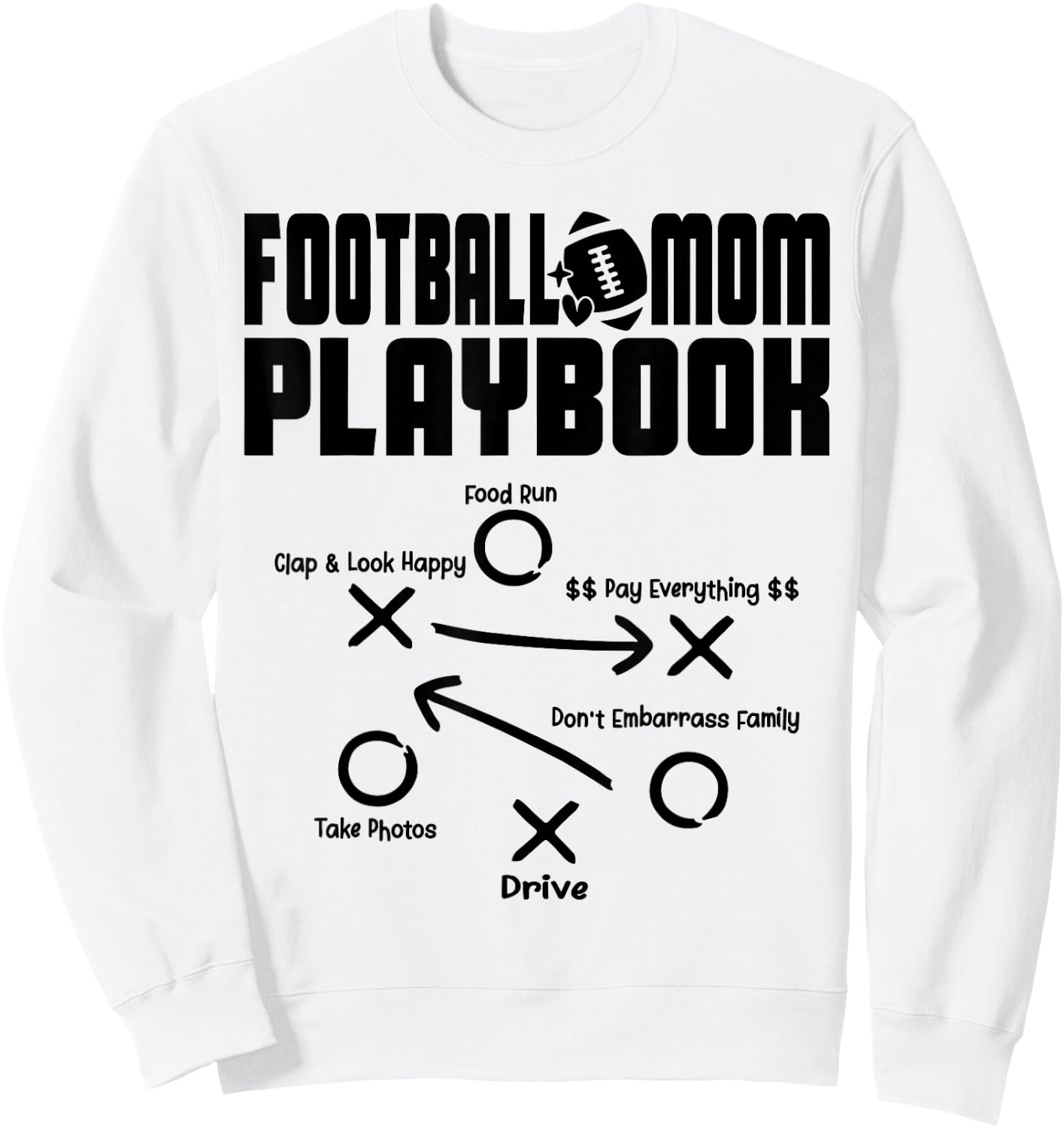 Football Mom PLAYBOOK Football Love Football Player Game Day Sweatshirt - Sweatshirt | White