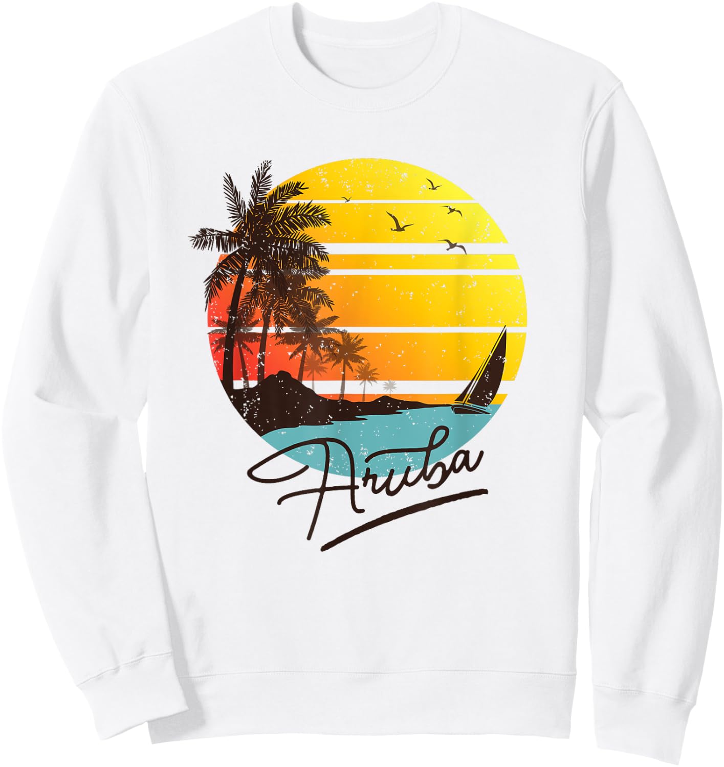 Aruba Retro Summer Tropical Beach Sweatshirt - Sweatshirt | White