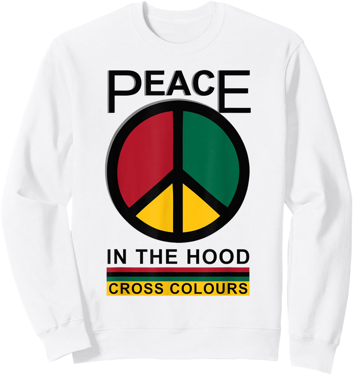 Retro Graphic 1990's Urban Vintage | Peace In The Hood Sweatshirt - Sweatshirt | White