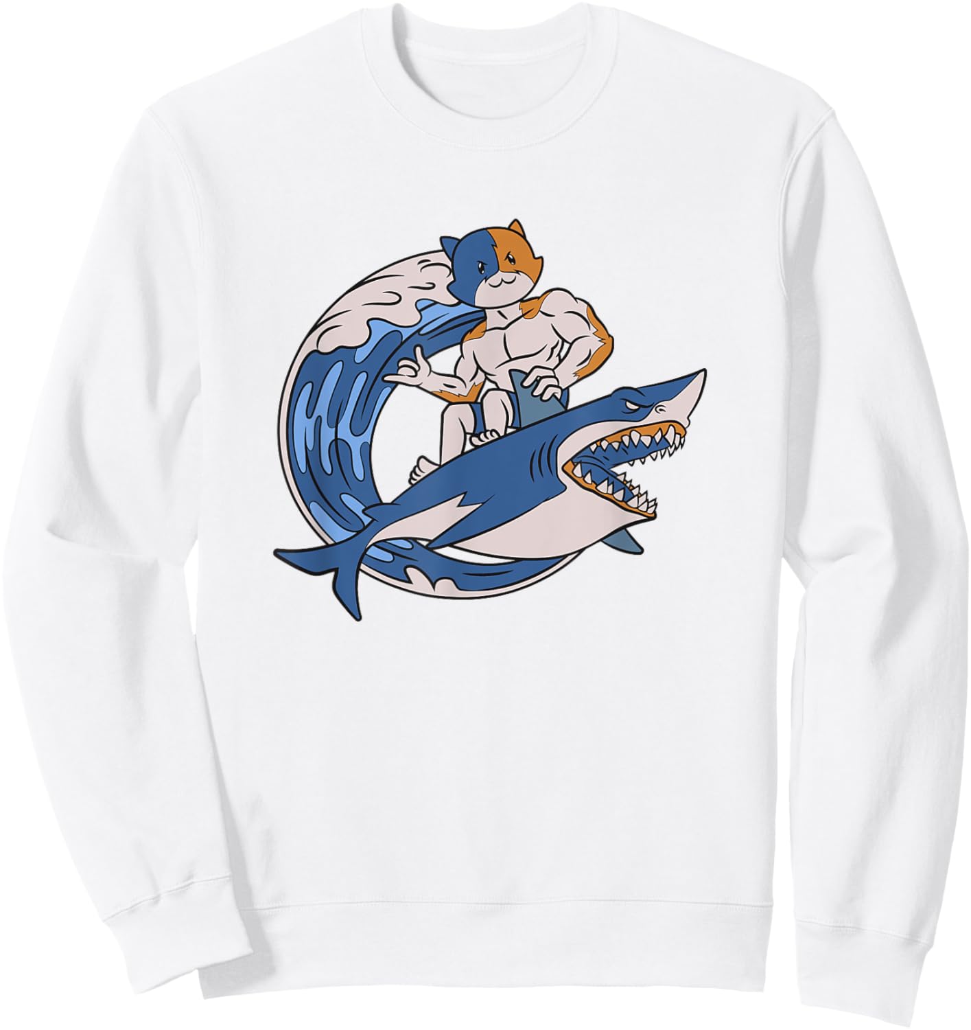 Fortnite Meowcles Shark Surf Sweatshirt - Sweatshirt | White