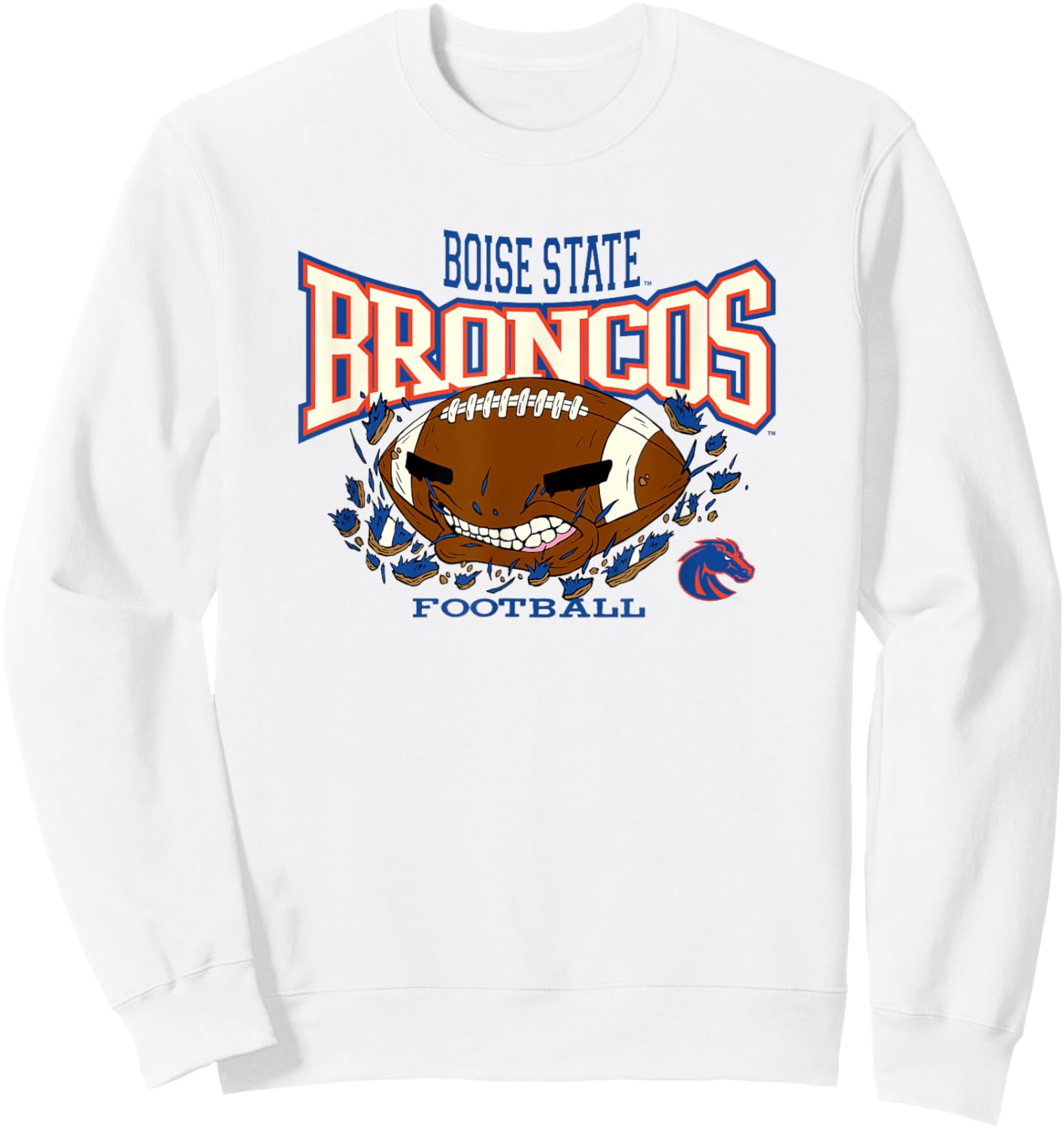 Boise State Broncos Football Bite Orange Officially Licensed Sweatshirt - Sweatshirt | White