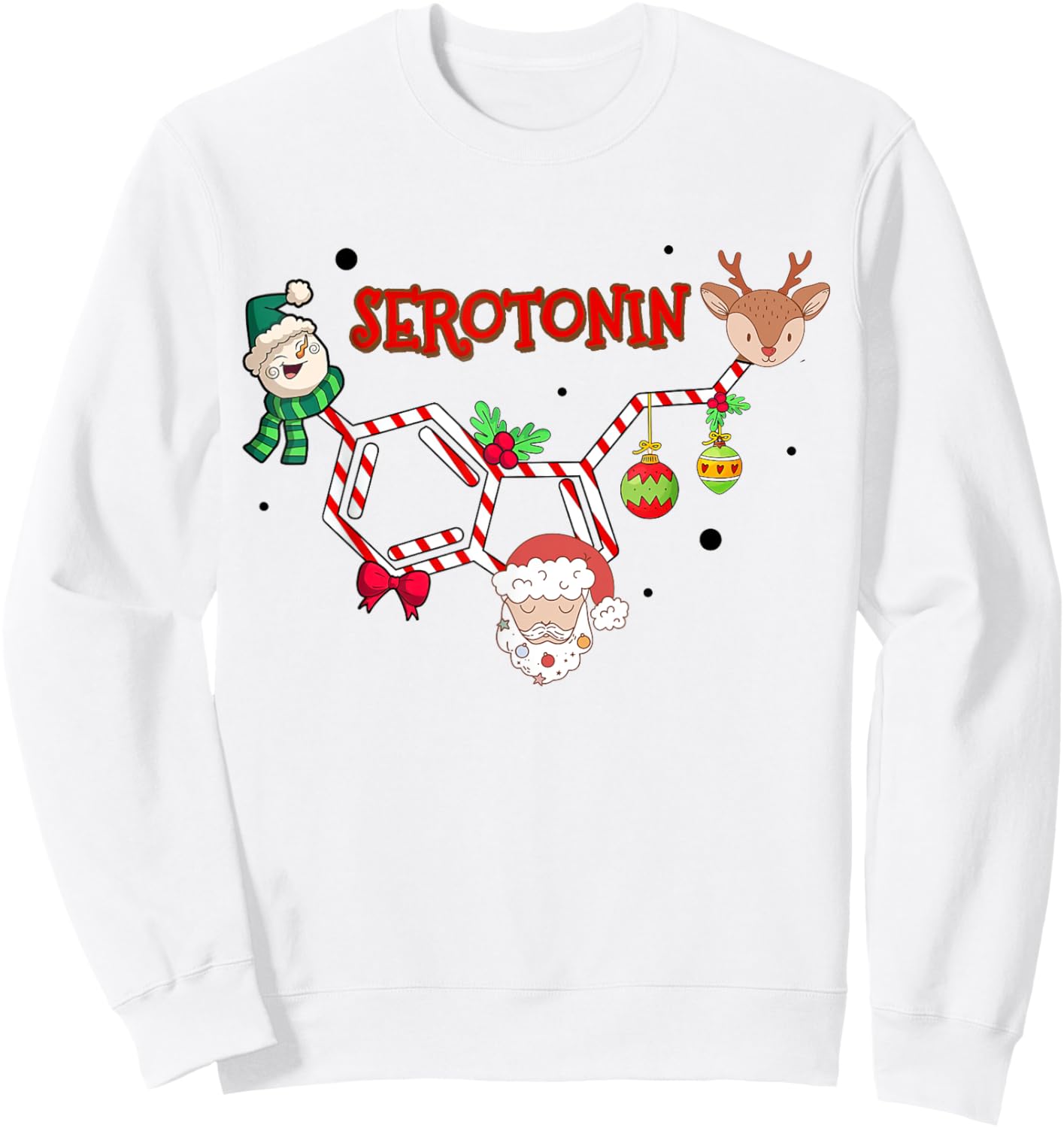 Serotonin Christmas, Mental Health Counselor Christmas Sweatshirt - Sweatshirt | White
