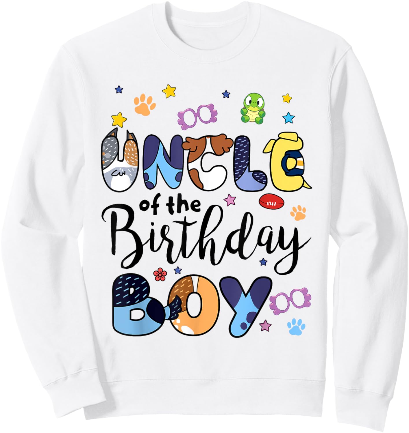 Blue Heeler Dog Uncle Of Birthday Boy Paw Family Matching Sweatshirt - Sweatshirt | White